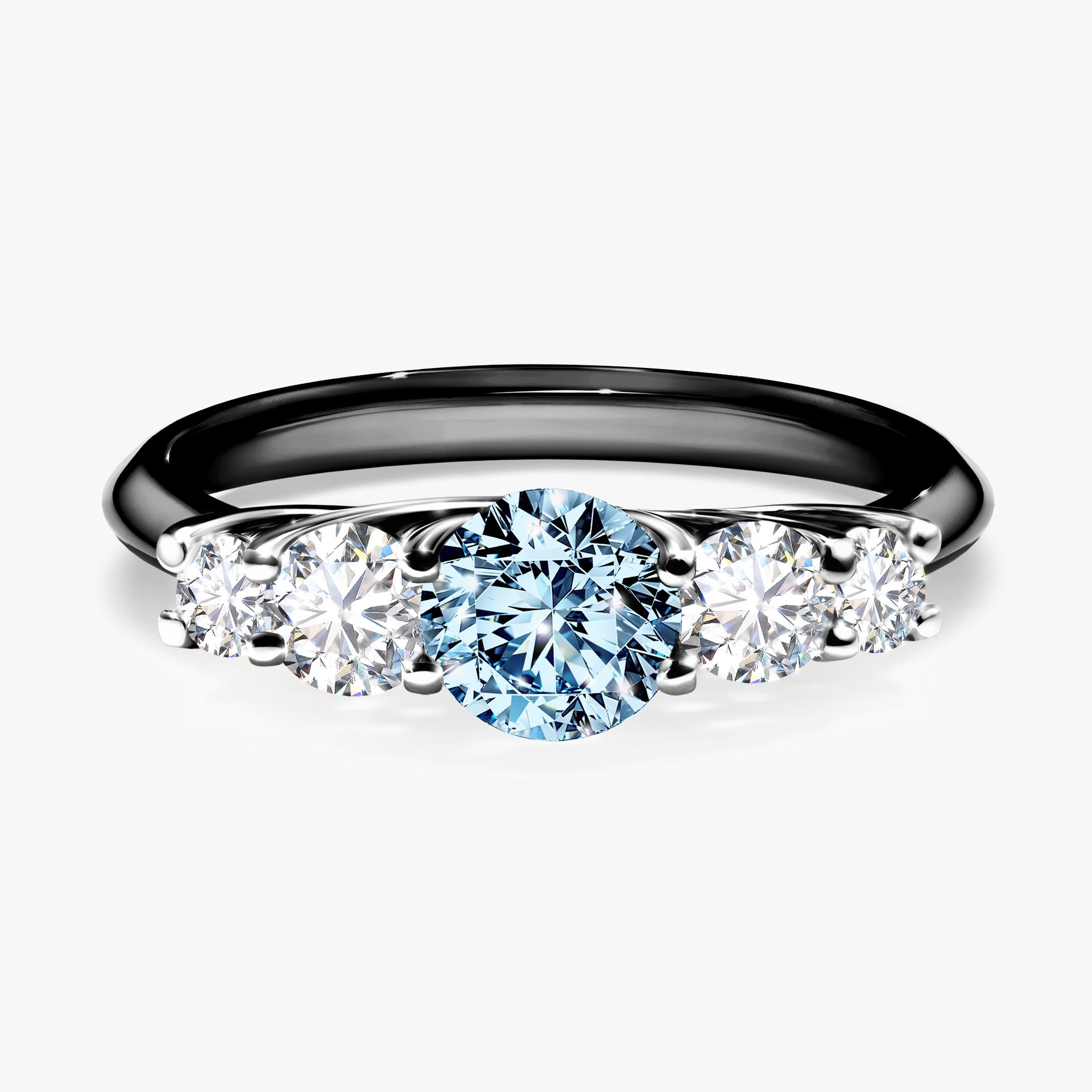 Pierścionek zaręczynowy My Darling z czarnego złota z niebieskim diamentem 0,96ct