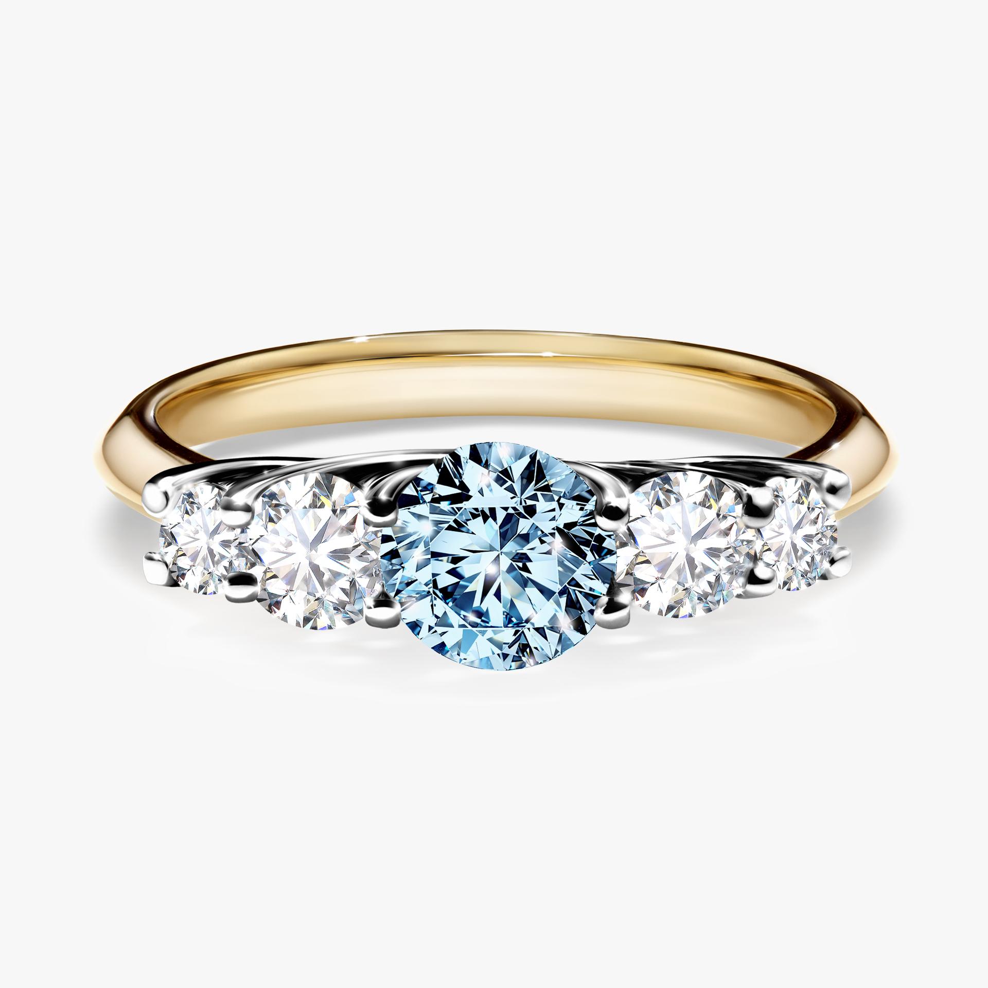Pierścionek zaręczynowy My Darling z żółtego złota z niebieskim diamentem 0,96ct