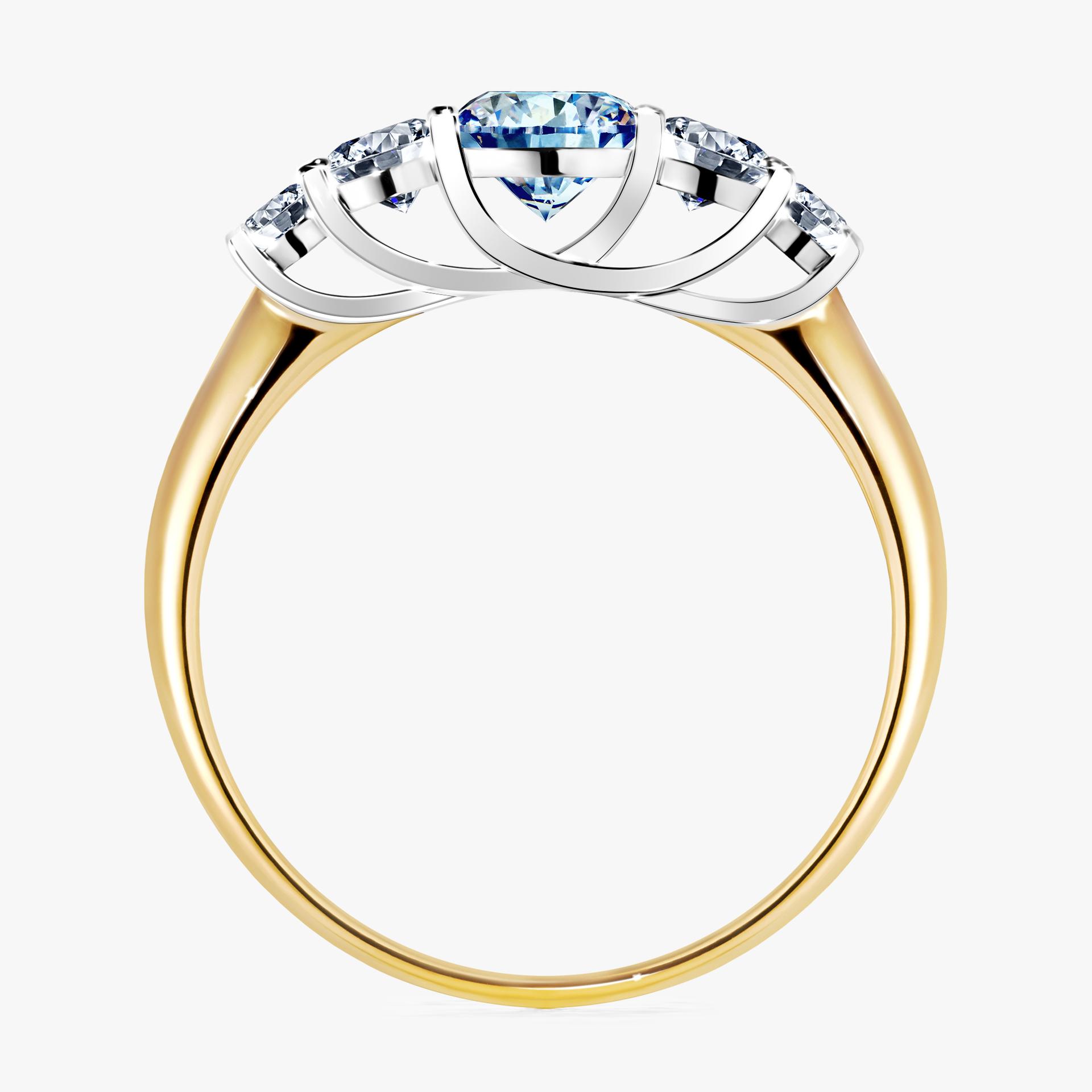 Pierścionek zaręczynowy My Darling z żółtego złota z niebieskim diamentem 0,96ct