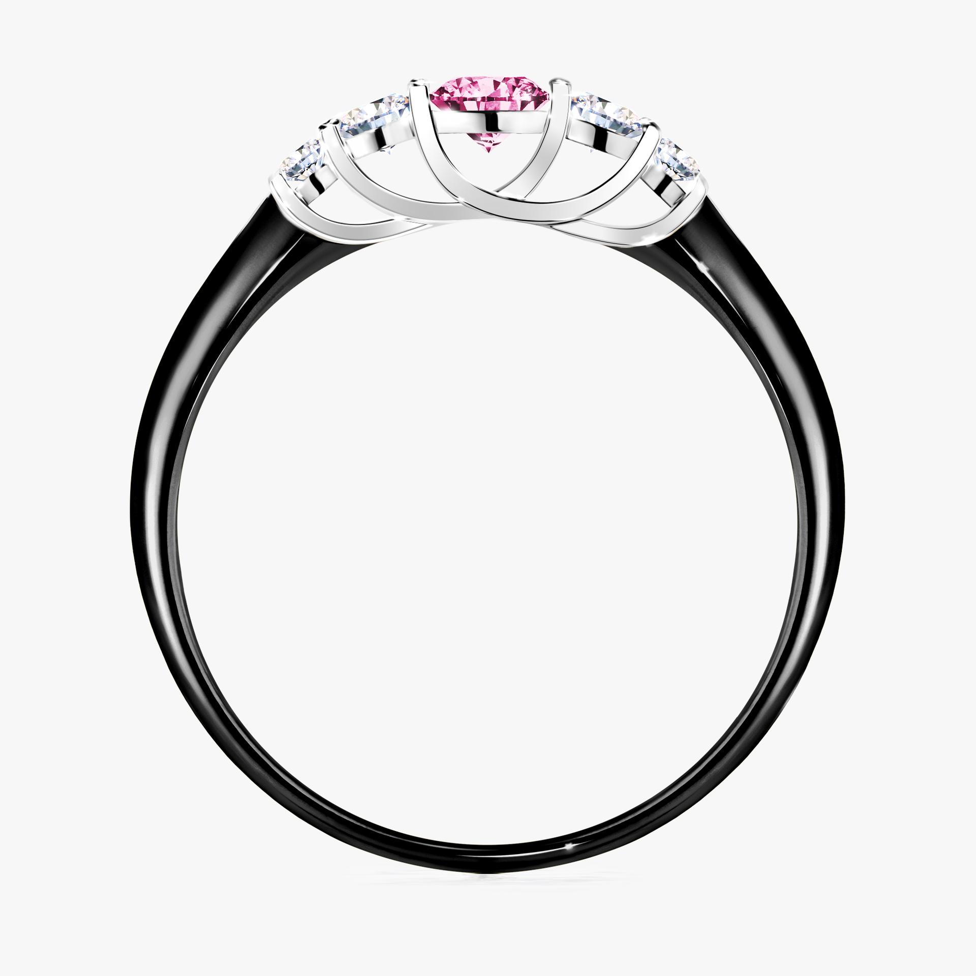 Pierścionek zaręczynowy My Darling z czarnego złota z różowym diamentem 0,22ct