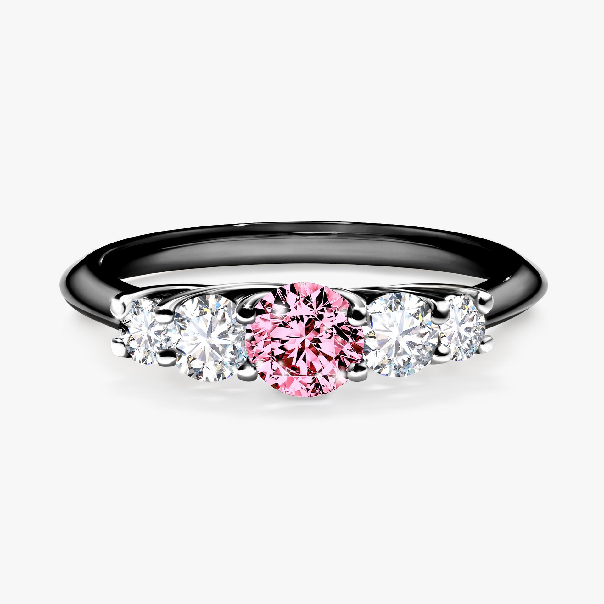 Pierscionek zareczynowy z diamentem rozowy 053 CT z czarnego zlota my darling 01
