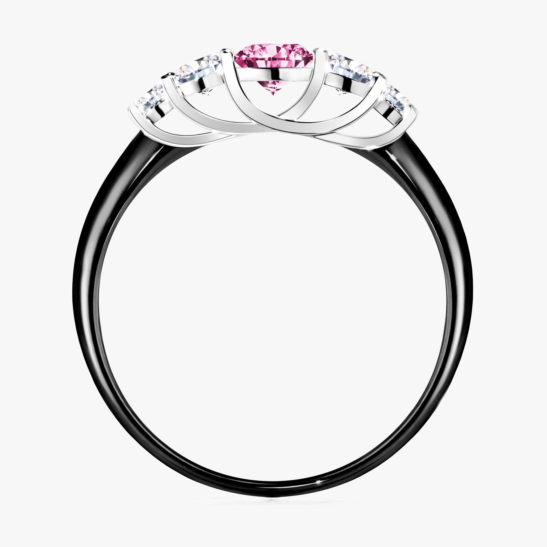 Pierscionek zareczynowy z diamentem rozowy 053 CT z czarnego zlota my darling 02