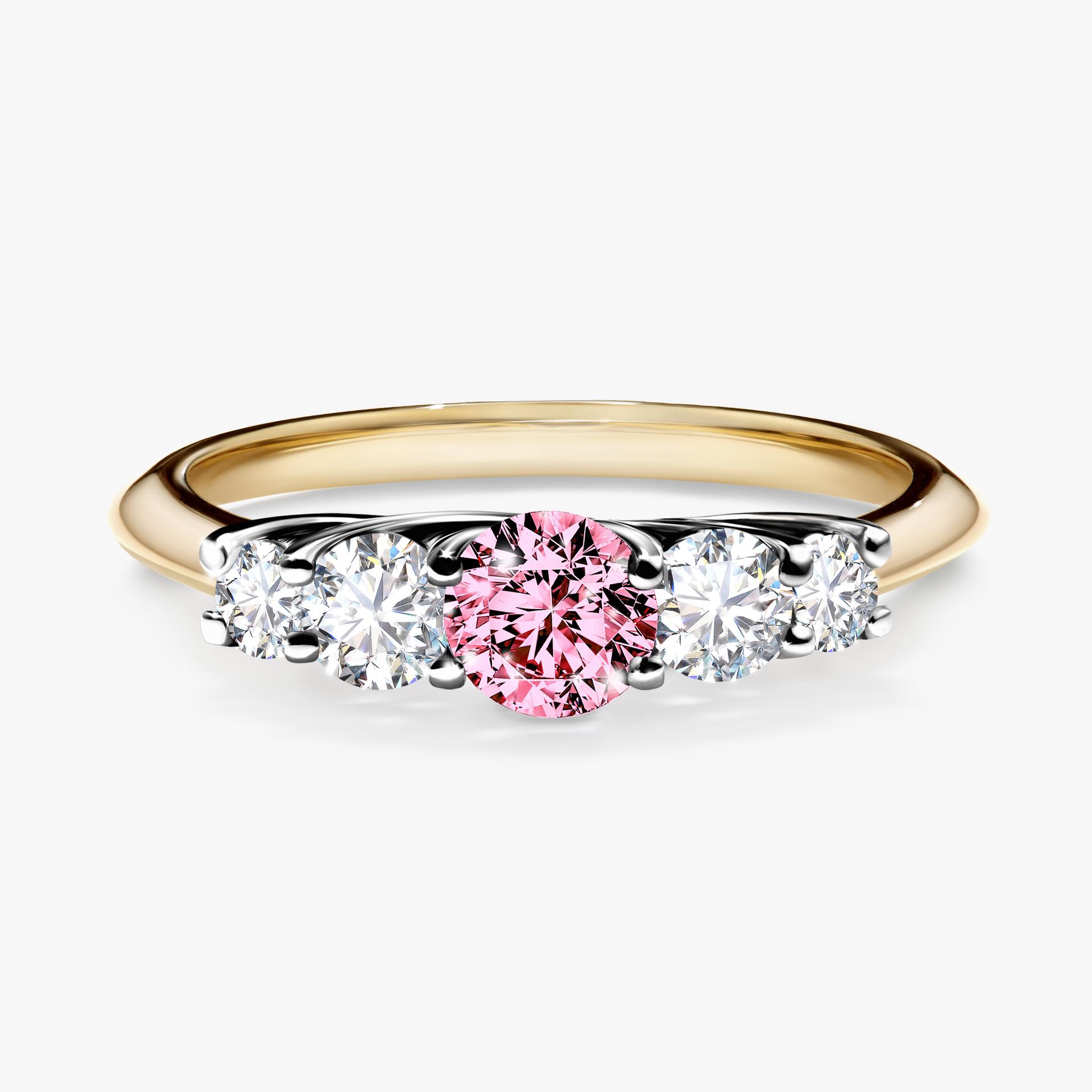 Pierscionek zareczynowy z diamentem rozowy 053 CT z zoltego zlota my darling 01