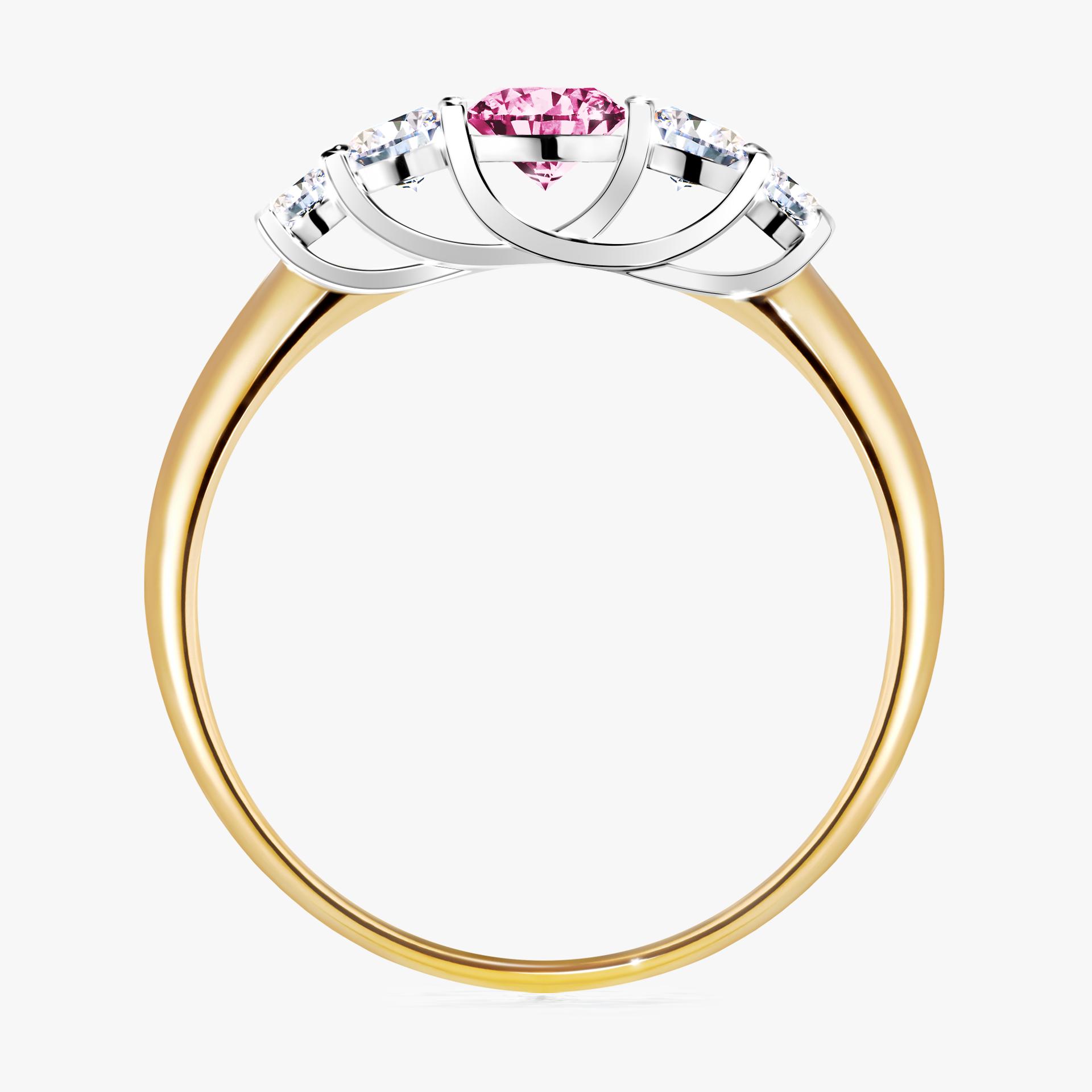Pierscionek zareczynowy z diamentem rozowy 053 CT z zoltego zlota my darling 02