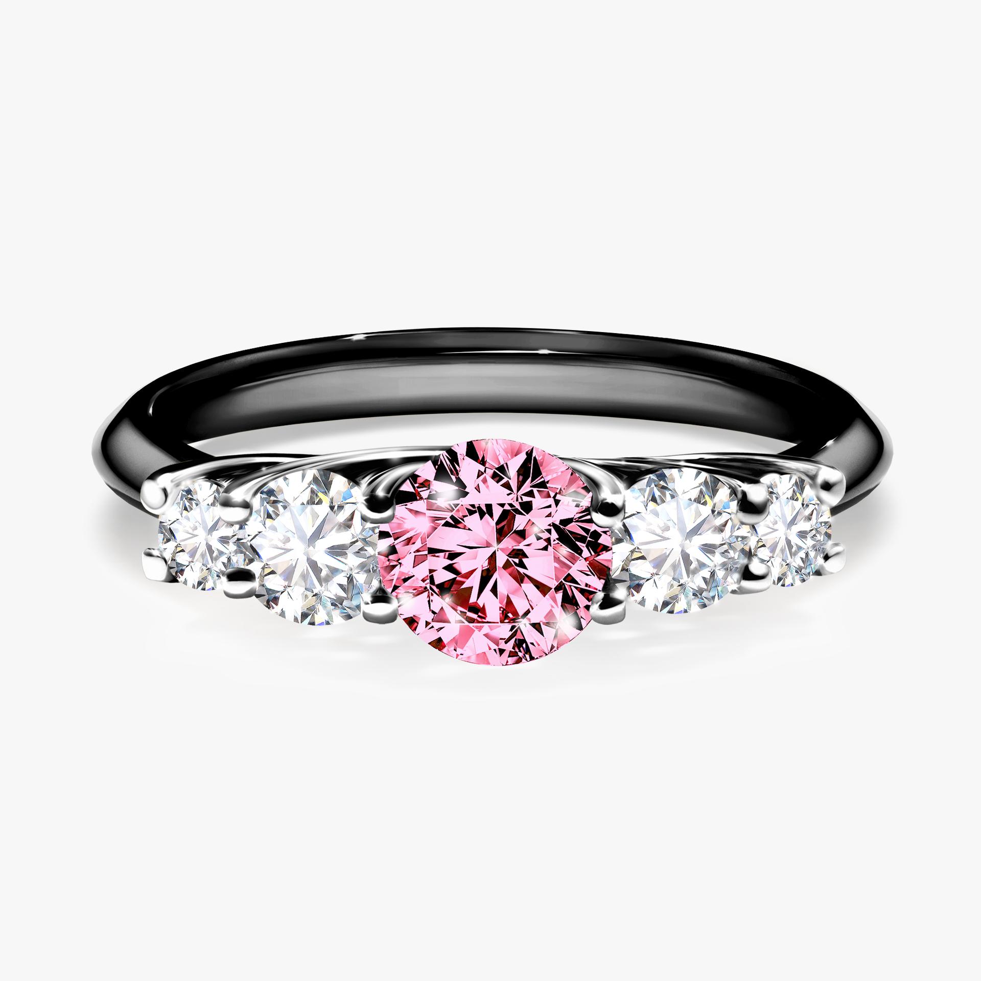 Pierscionek zareczynowy z diamentem rozowy 096 CT z czarnego zlota my darling 01