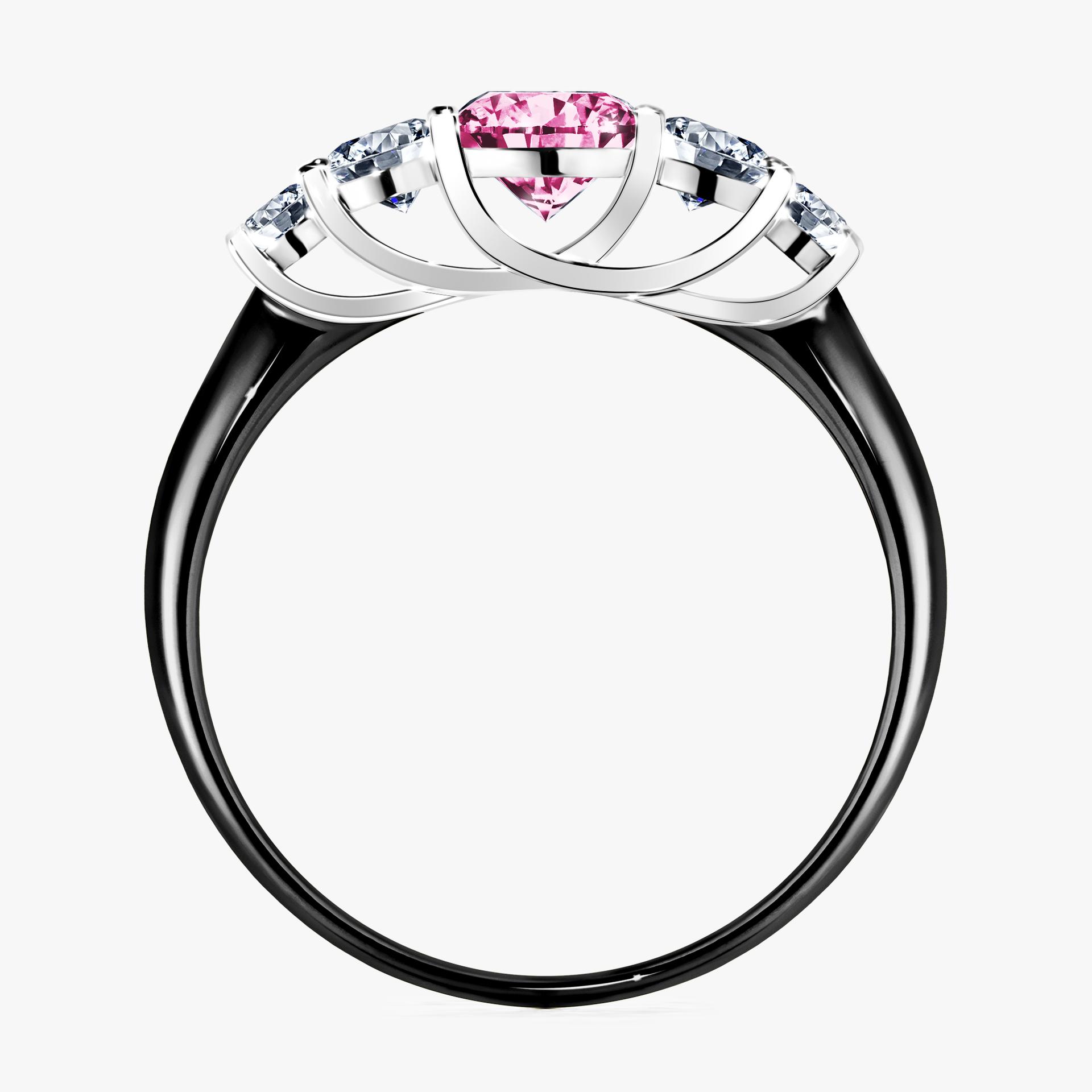 Pierscionek zareczynowy z diamentem rozowy 096 CT z czarnego zlota my darling 02