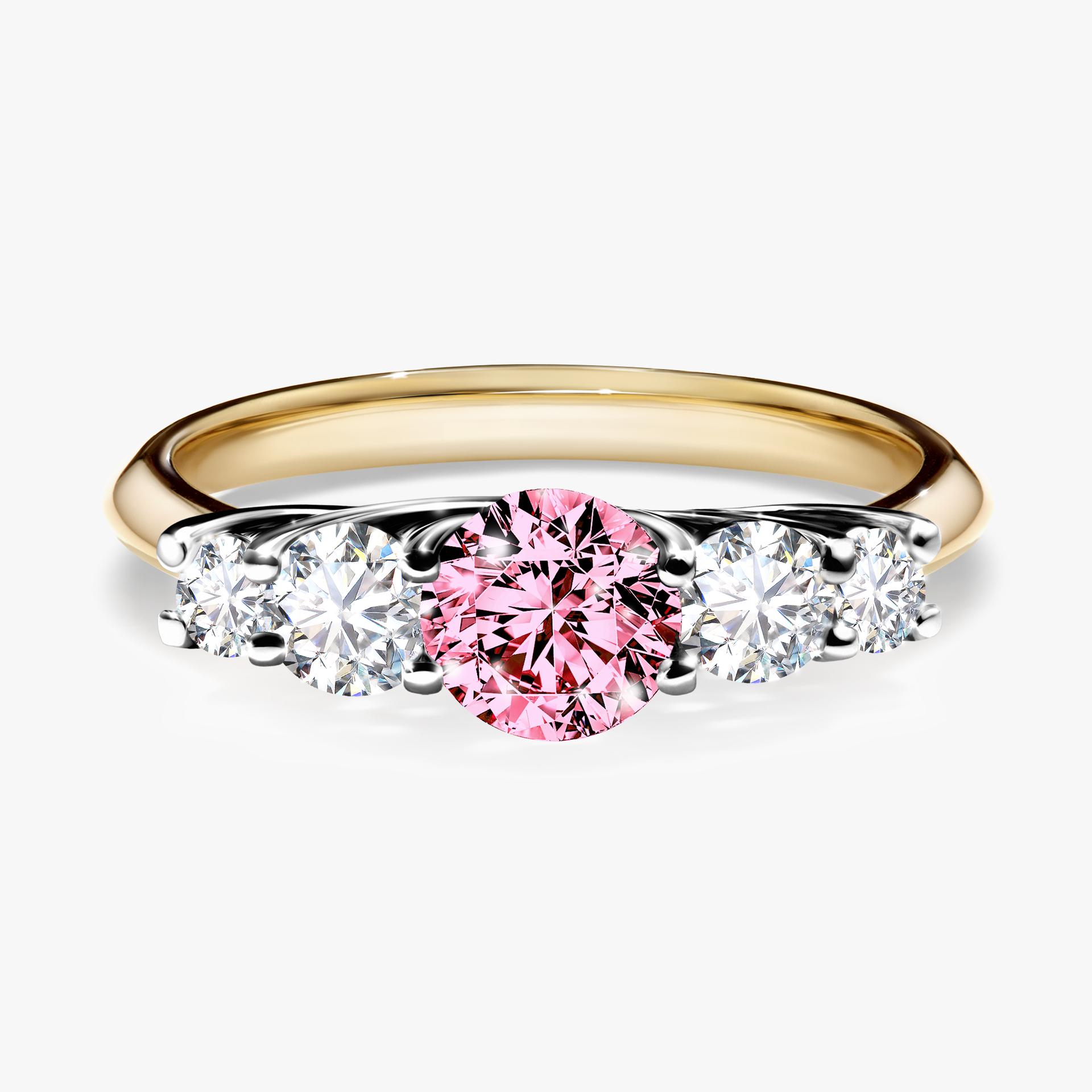 Pierscionek zareczynowy z diamentem rozowy 096 CT z zoltego zlota my darling 01