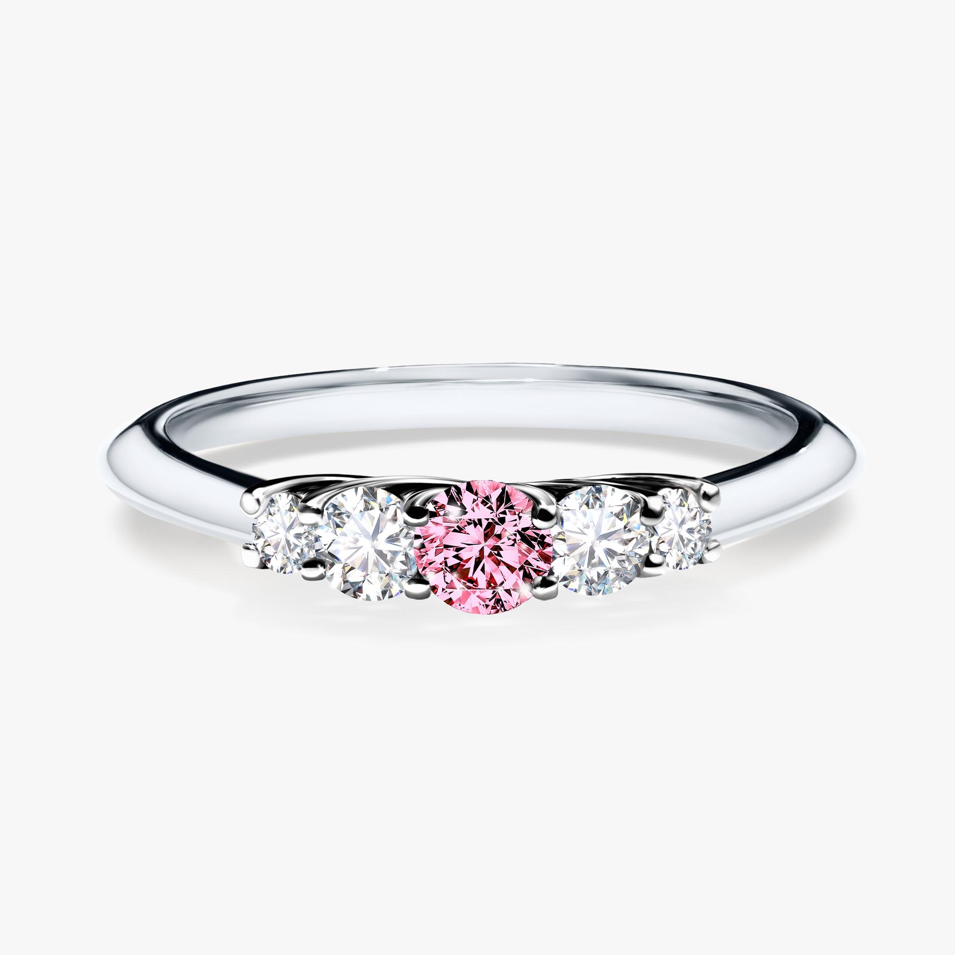 Pierscionek zareczynowy z diamentem rozowym 022 CT z bialego zlota my darling 01