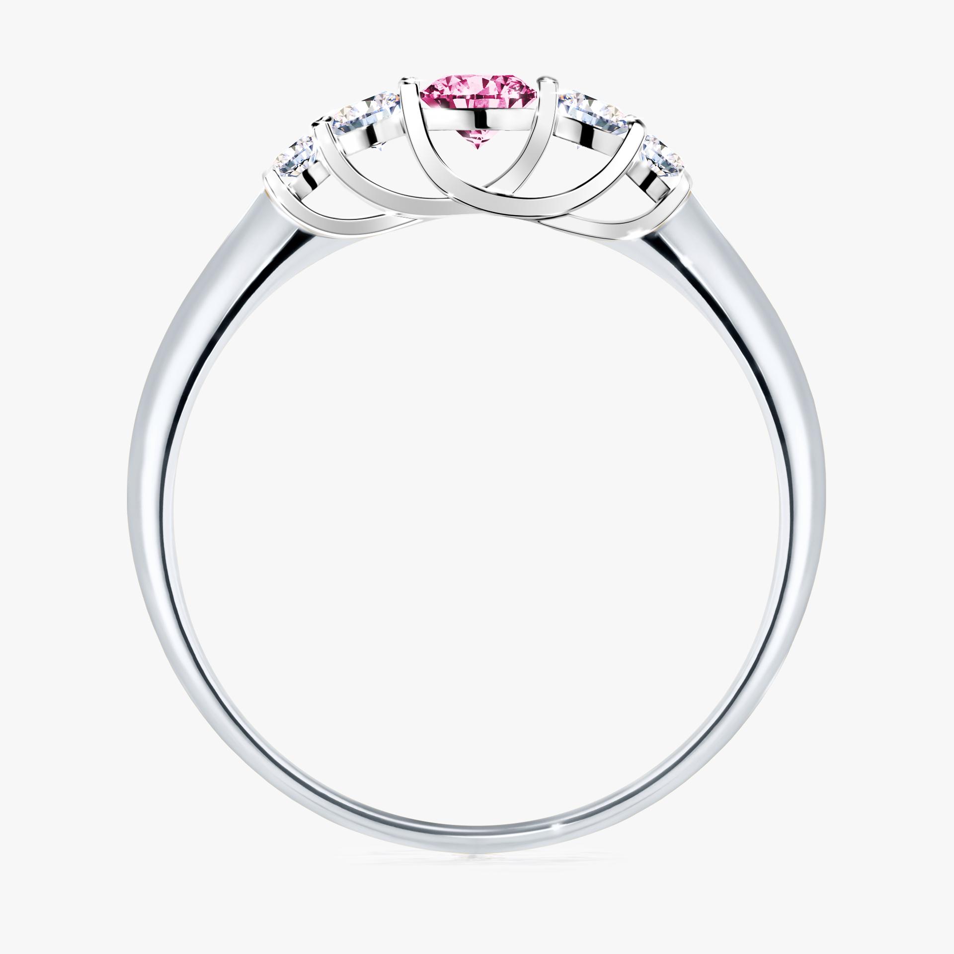 Pierscionek zareczynowy z diamentem rozowym 022 CT z bialego zlota my darling 02