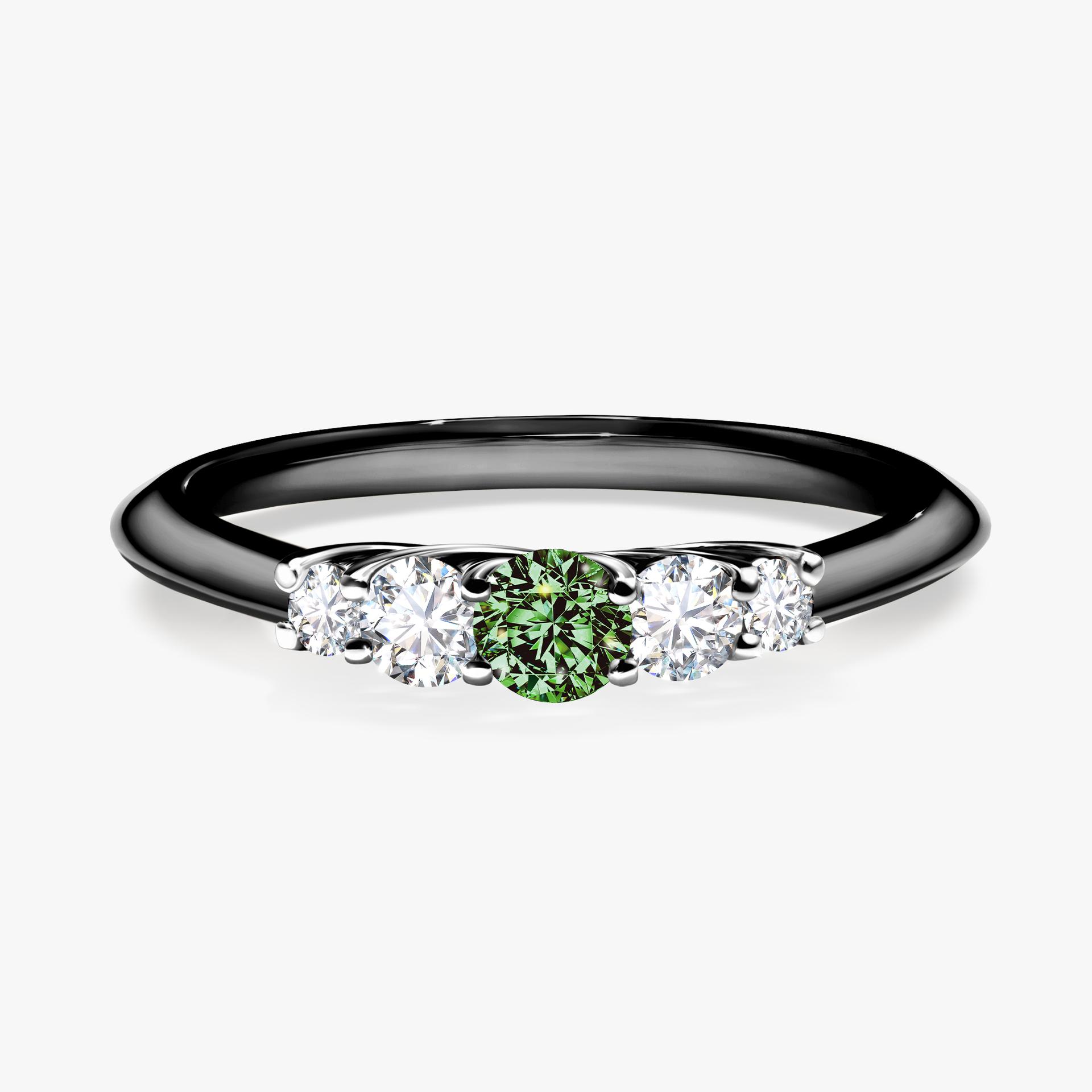 Pierscionek zareczynowy z diamentem zielony_ciemny 022 CT z czarnego zlota my darling 01
