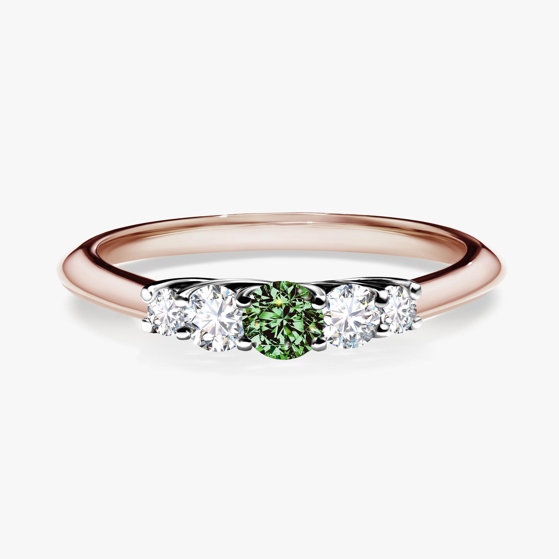 Pierscionek zareczynowy z diamentem zielony_ciemny 022 CT z rozowego zlota my darling 01