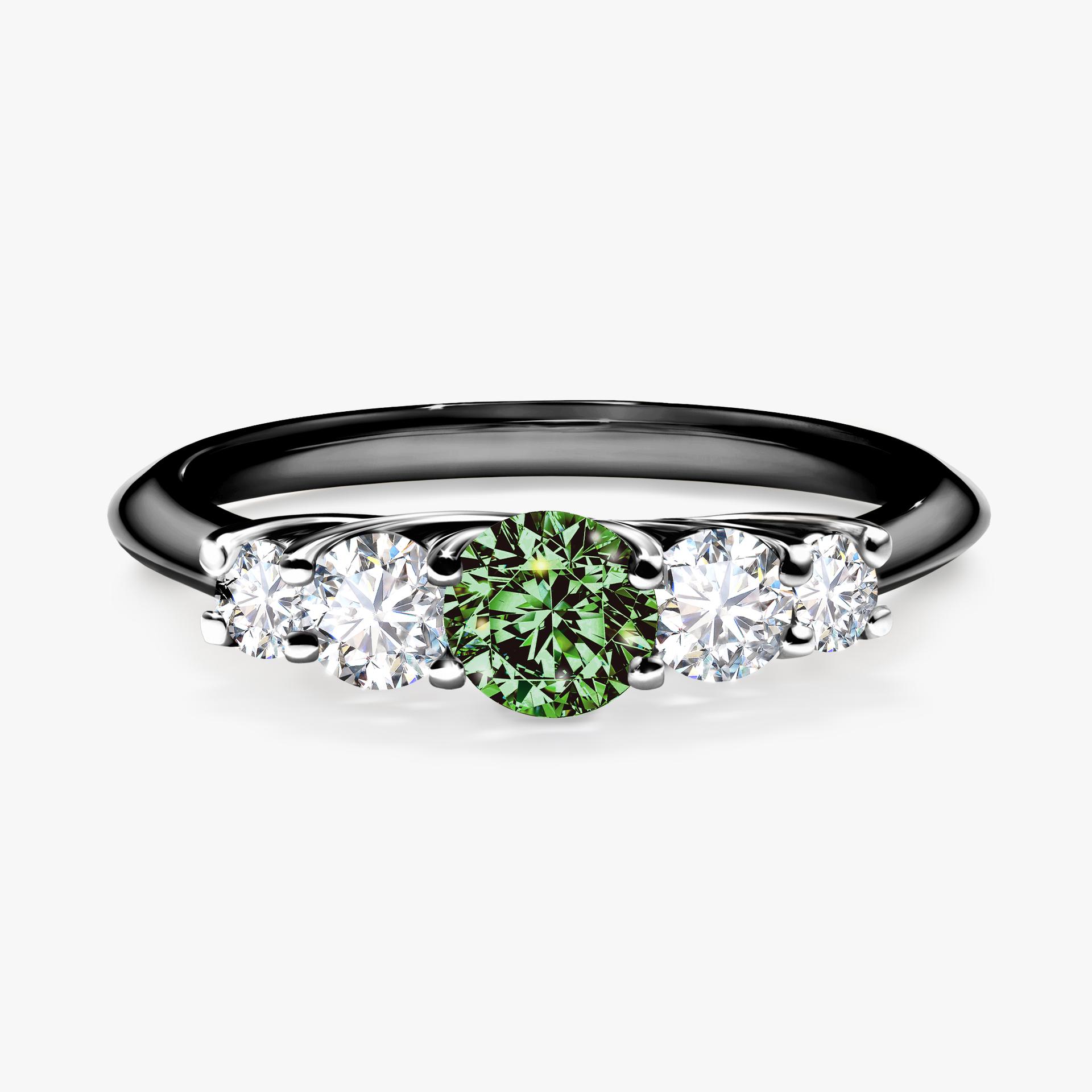 Pierscionek zareczynowy z diamentem zielony_ciemny 053 CT z czarnego zlota my darling 01