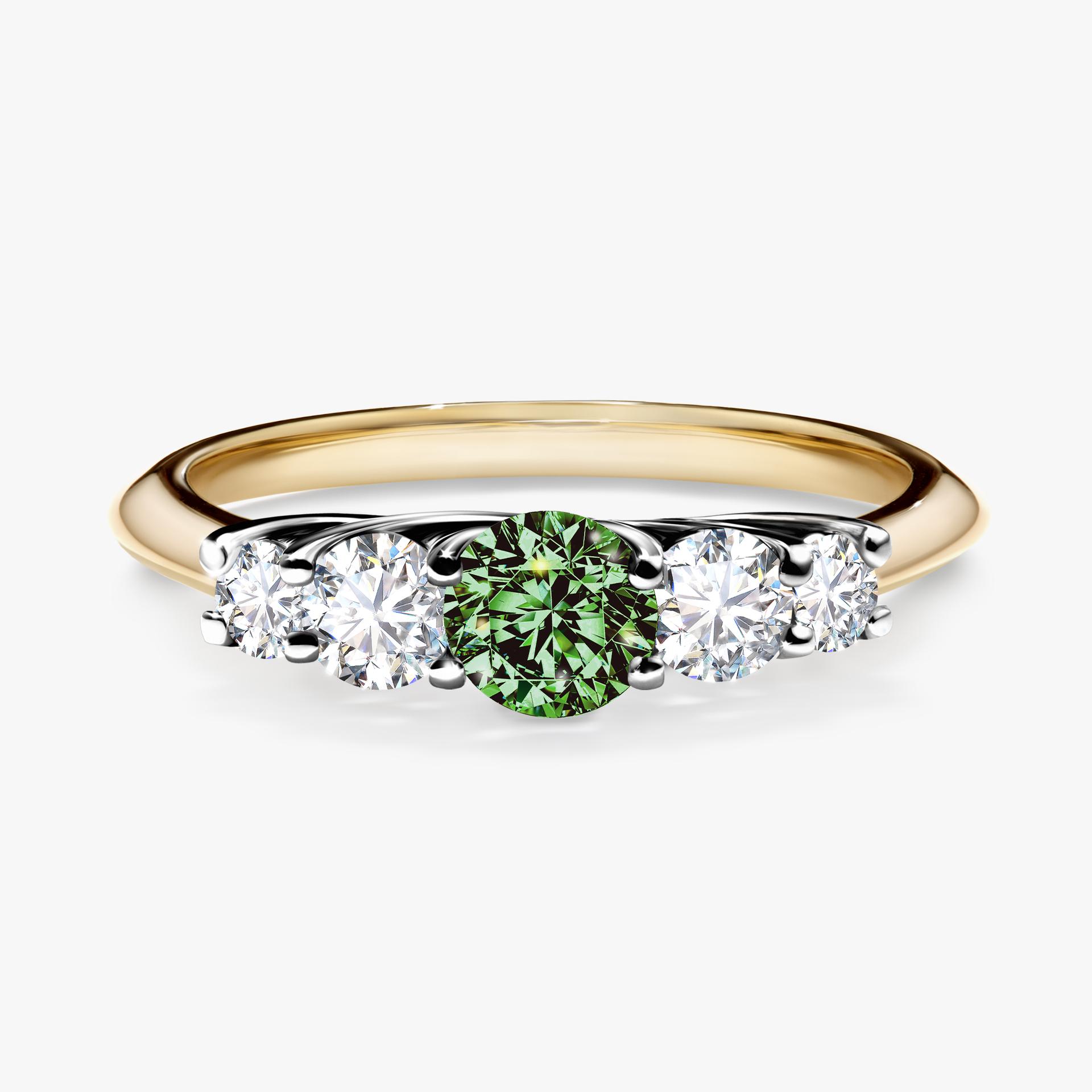 Pierscionek zareczynowy z diamentem zielony_ciemny 053 CT z zoltego zlota my darling 01