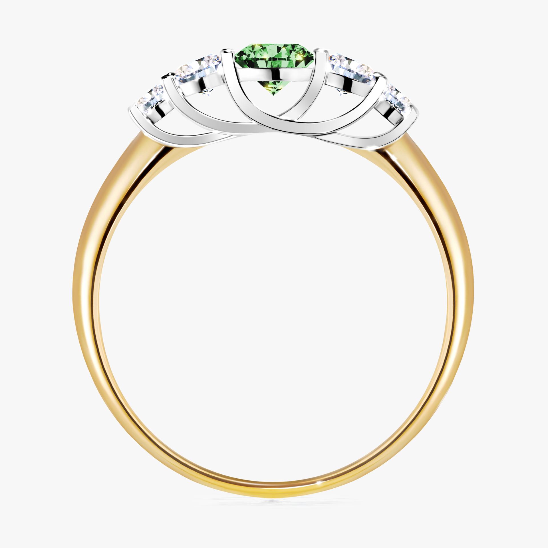 Pierscionek zareczynowy z diamentem zielony_ciemny 053 CT z zoltego zlota my darling 02