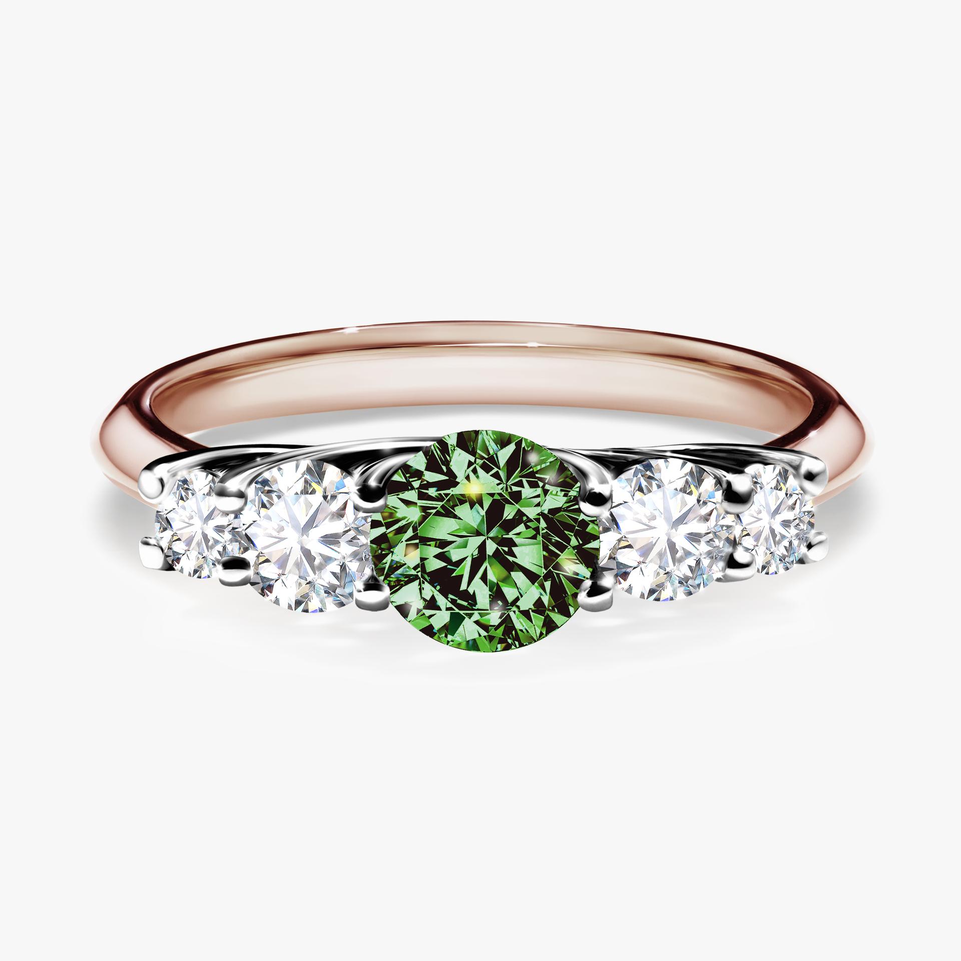 Pierscionek zareczynowy z diamentem zielony_ciemny 096 CT z rozowego zlota my darling 01