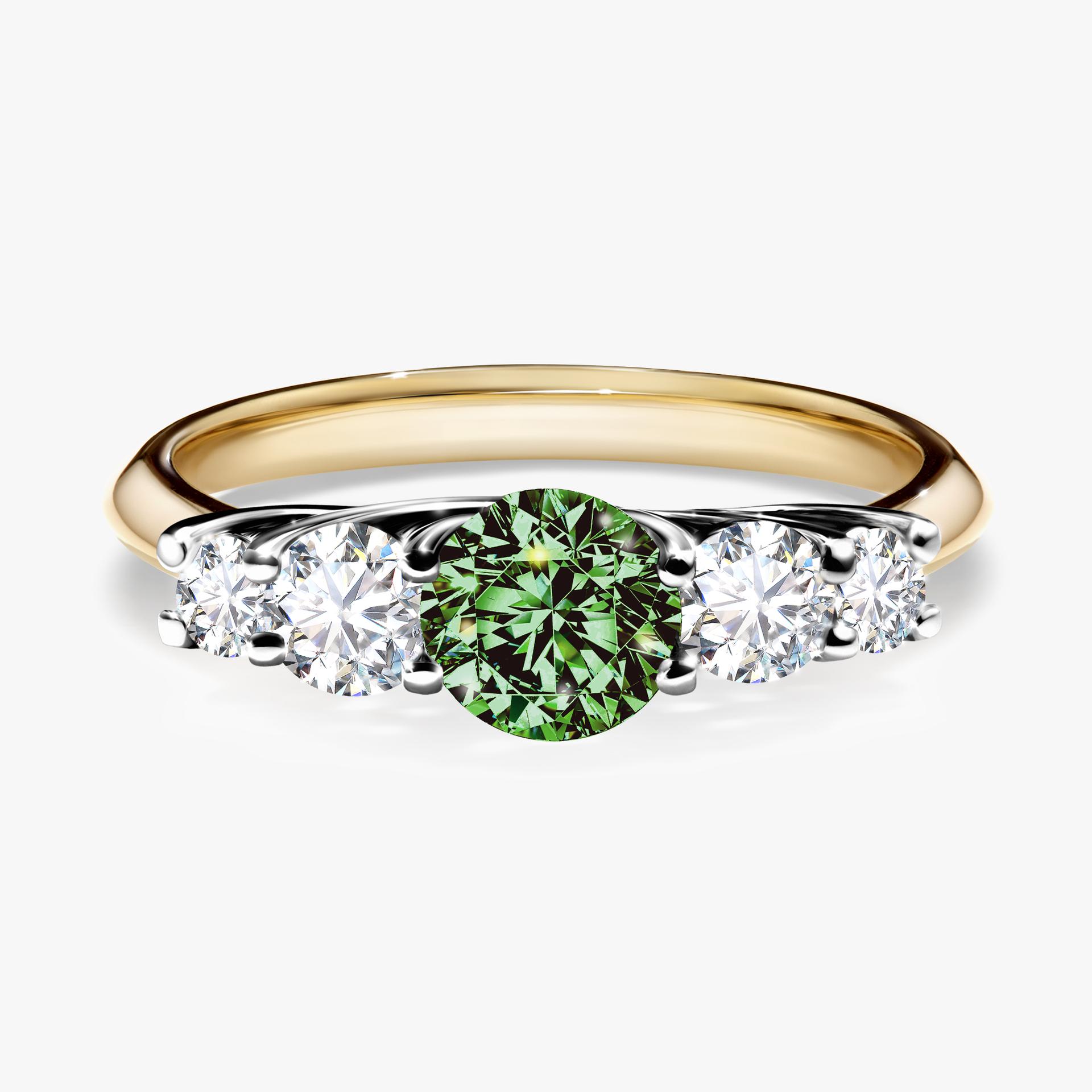 Pierscionek zareczynowy z diamentem zielony_ciemny 096 CT z zoltego zlota my darling 01