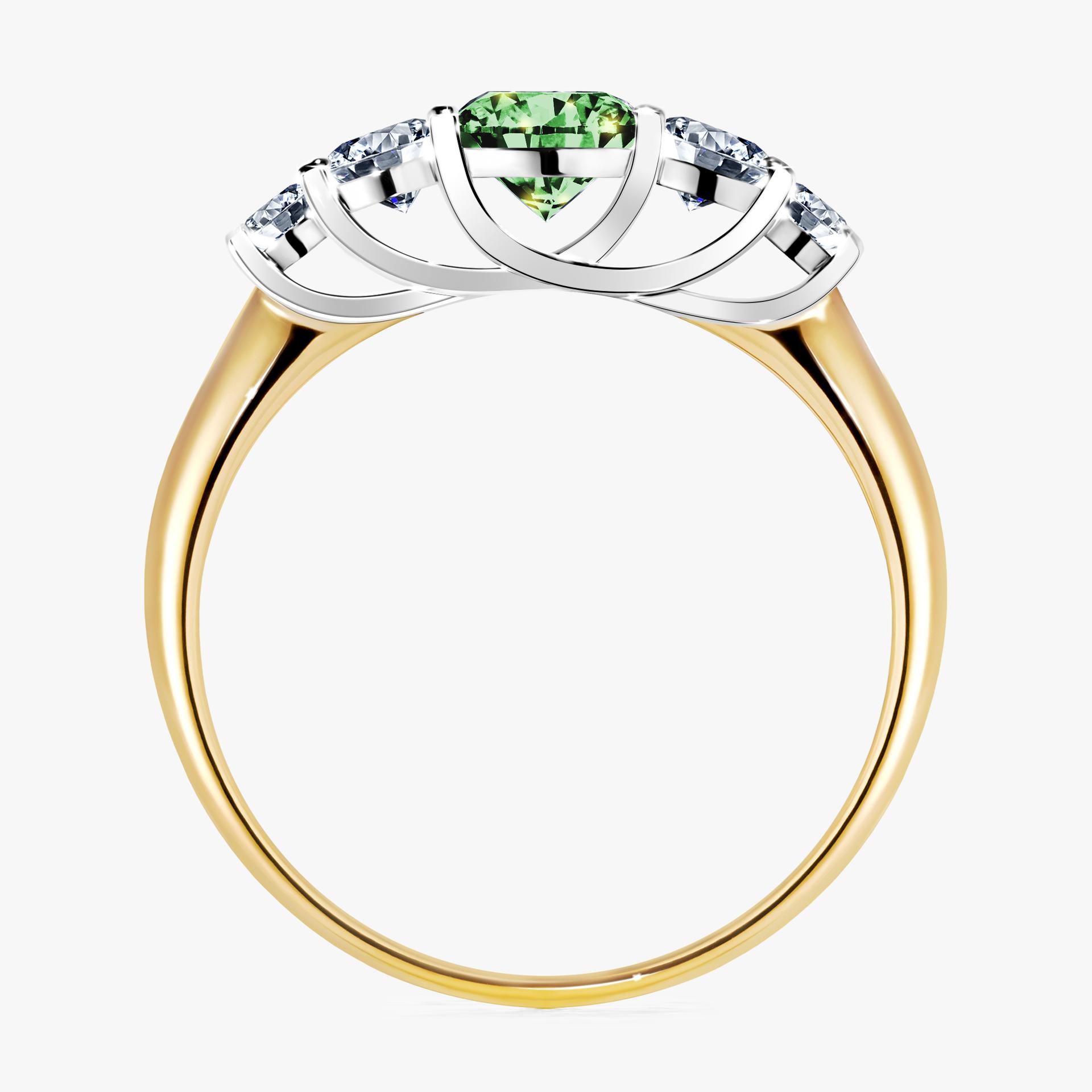 Pierscionek zareczynowy z diamentem zielony_ciemny 096 CT z zoltego zlota my darling 02