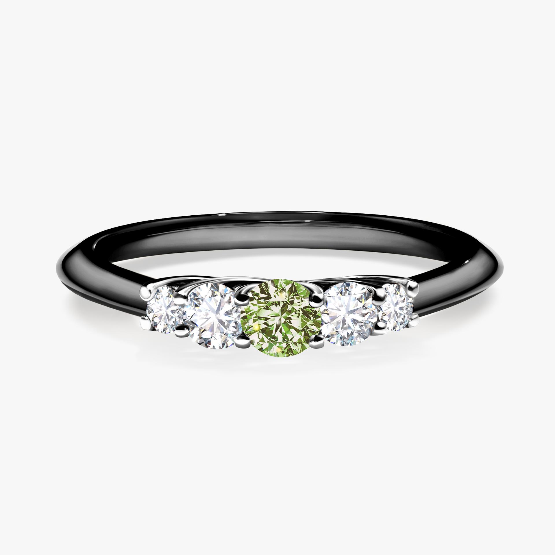Pierscionek zareczynowy z diamentem zielony_jasny 022 CT z czarnego zlota my darling 01