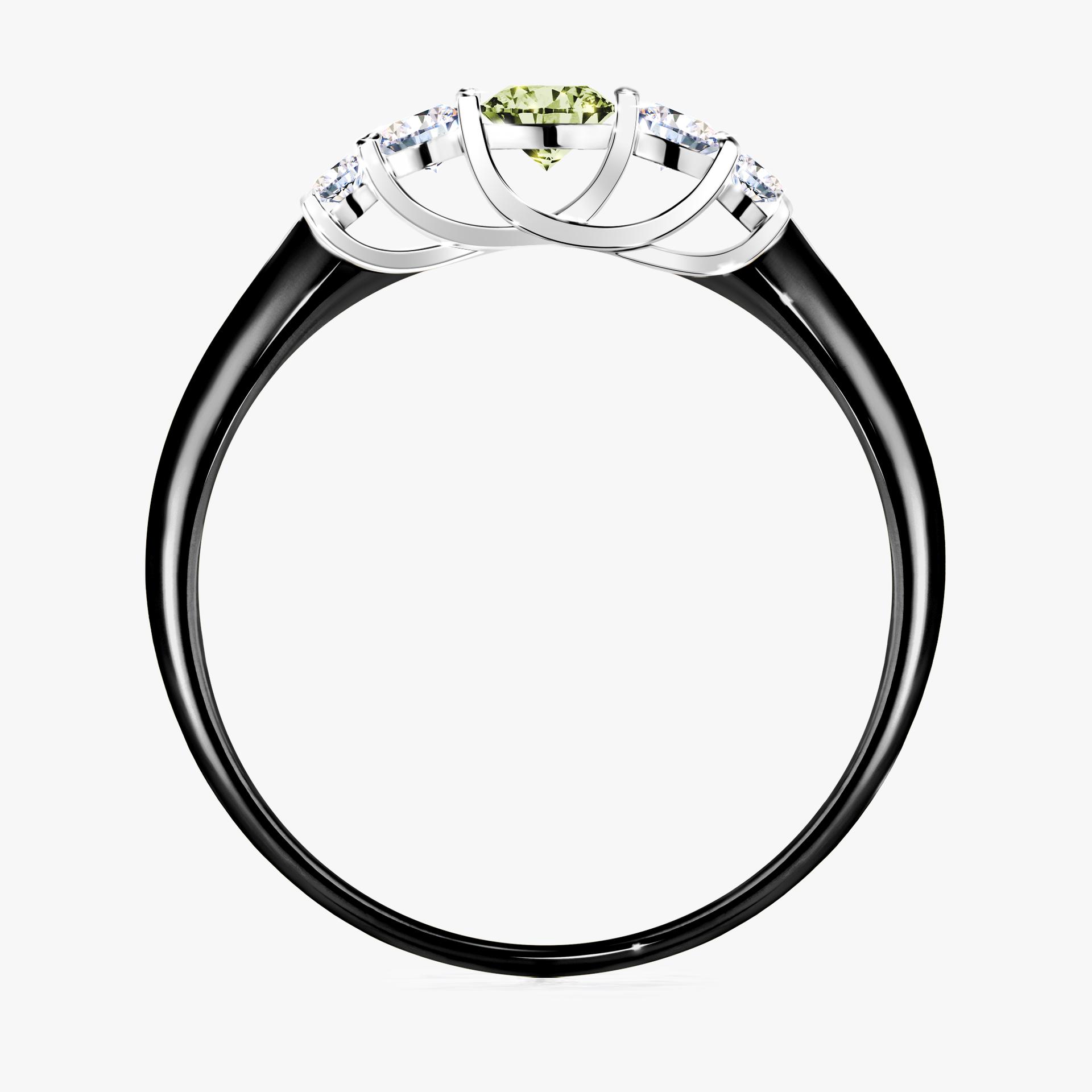Pierscionek zareczynowy z diamentem zielony_jasny 022 CT z czarnego zlota my darling 02