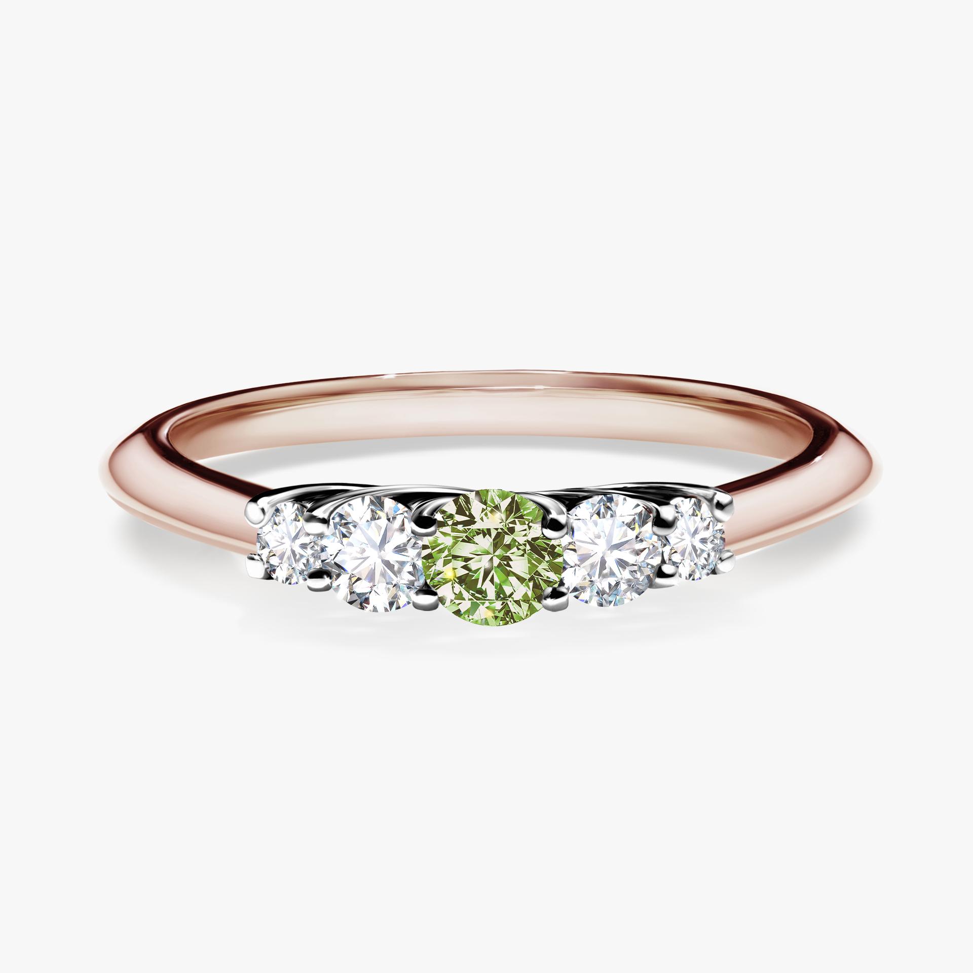 Pierscionek zareczynowy z diamentem zielony_jasny 022 CT z rozowego zlota my darling 01