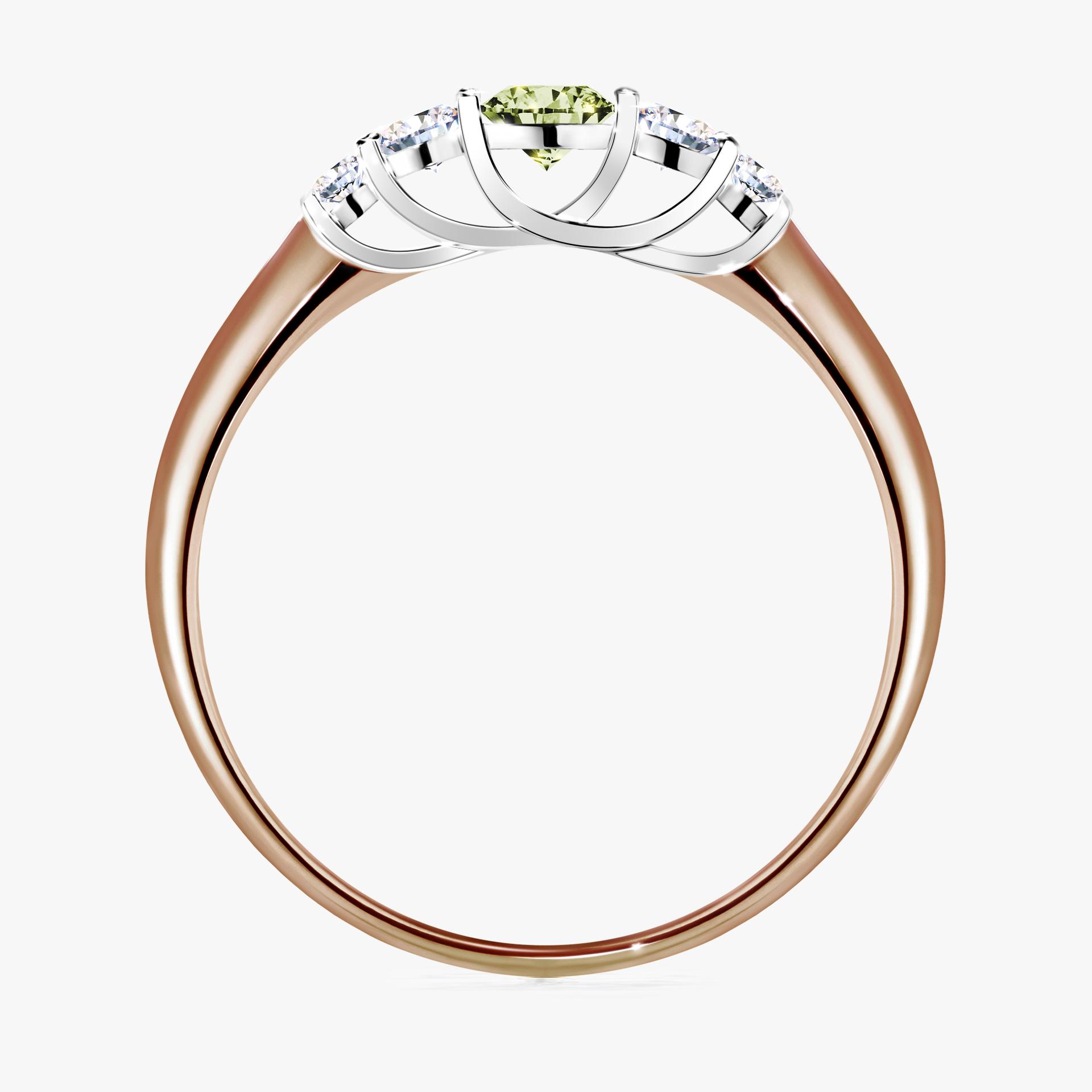 Pierscionek zareczynowy z diamentem zielony_jasny 022 CT z rozowego zlota my darling 02