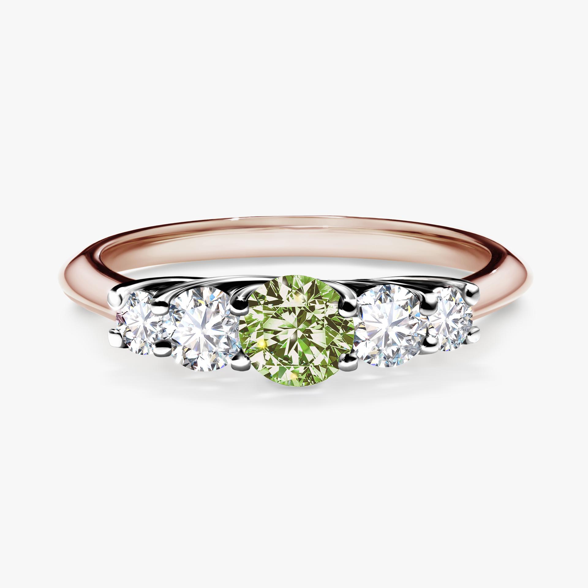 Pierscionek zareczynowy z diamentem zielony_jasny 053 CT z rozowego zlota my darling 01