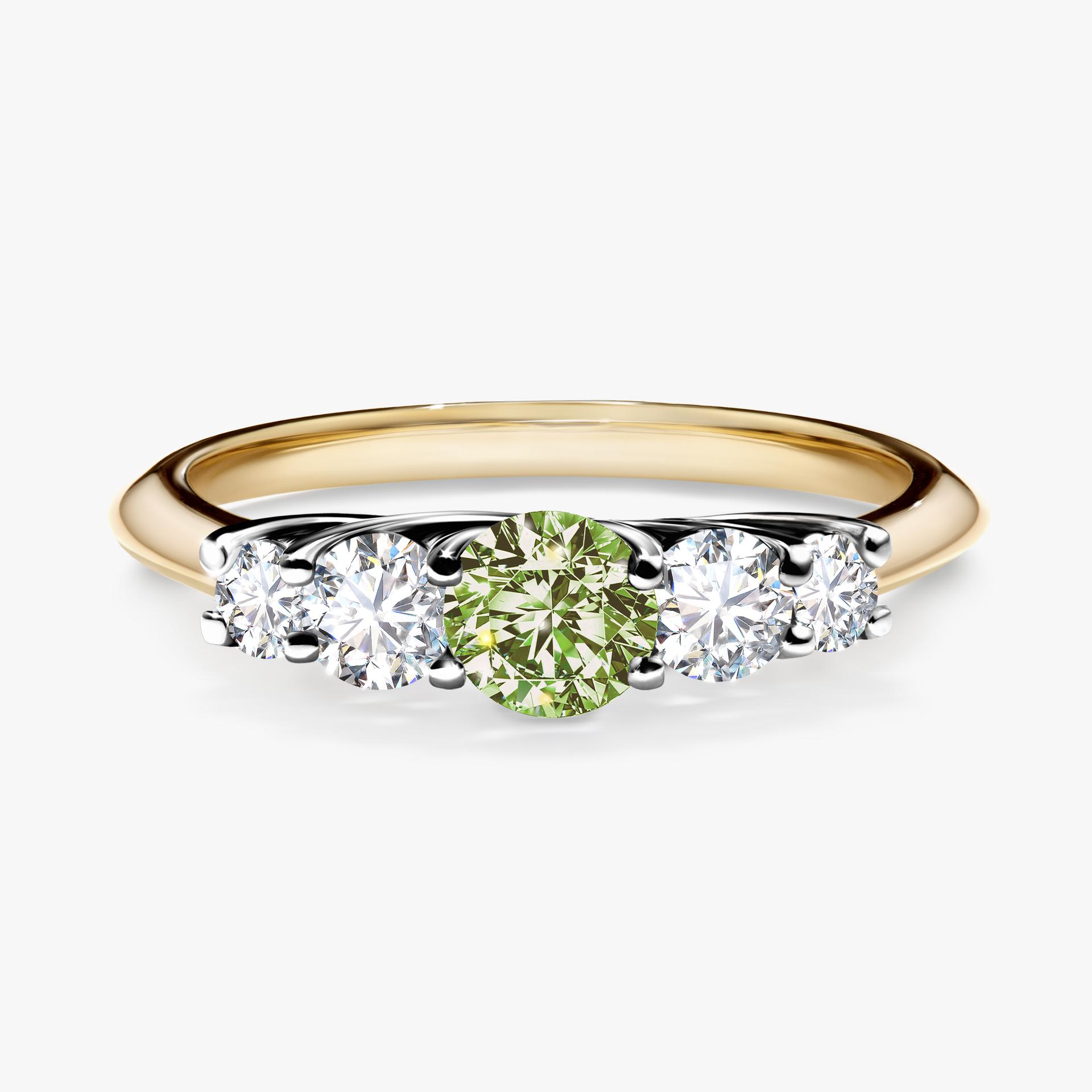 Pierscionek zareczynowy z diamentem zielony_jasny 053 CT z zoltego zlota my darling 01
