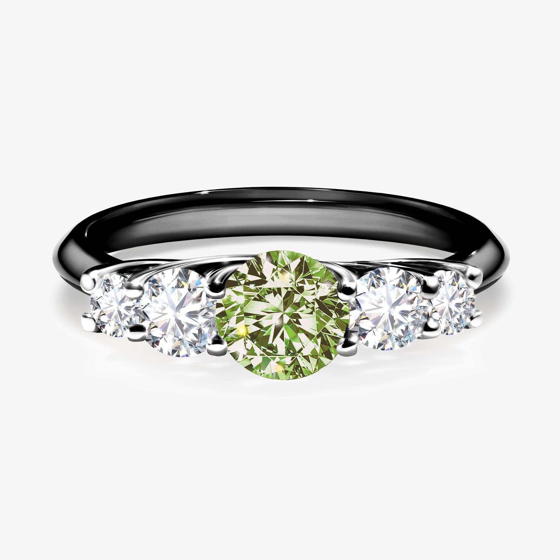 Pierscionek zareczynowy z diamentem zielony_jasny 096 CT z czarnego zlota my darling 01