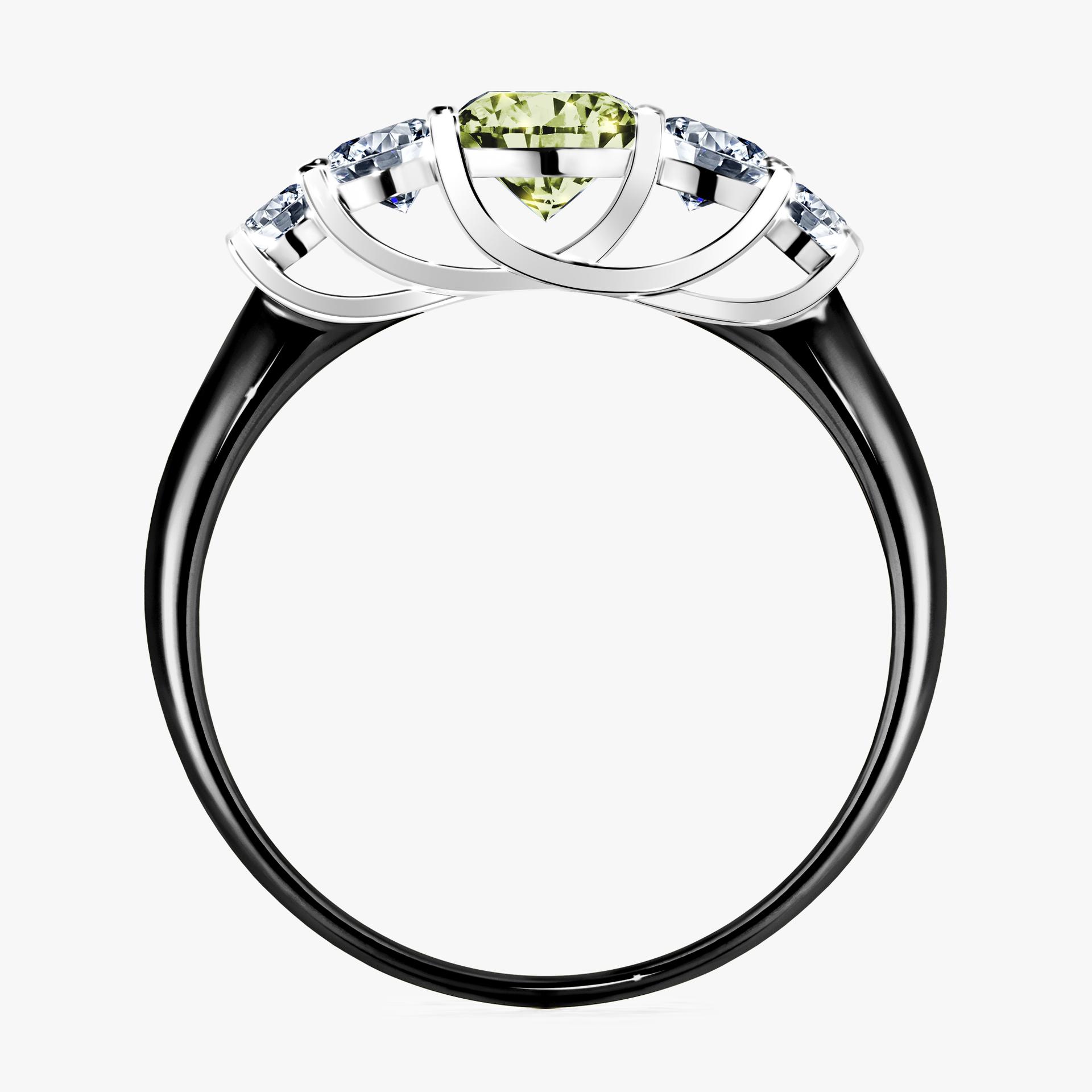 Pierscionek zareczynowy z diamentem zielony_jasny 096 CT z czarnego zlota my darling 02