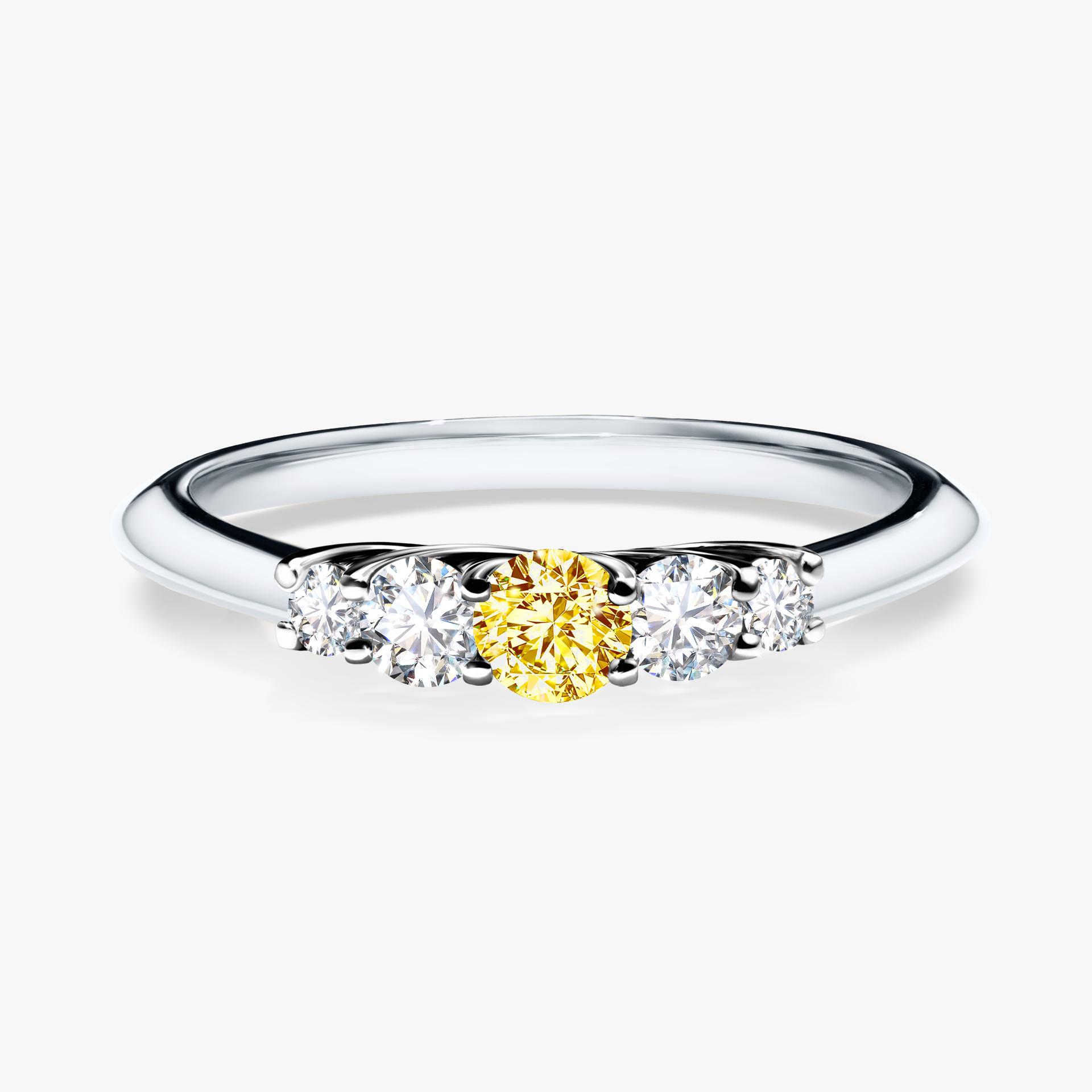 Pierscionek zareczynowy z diamentem zolty 022 CT z bialego zlota my darling 01