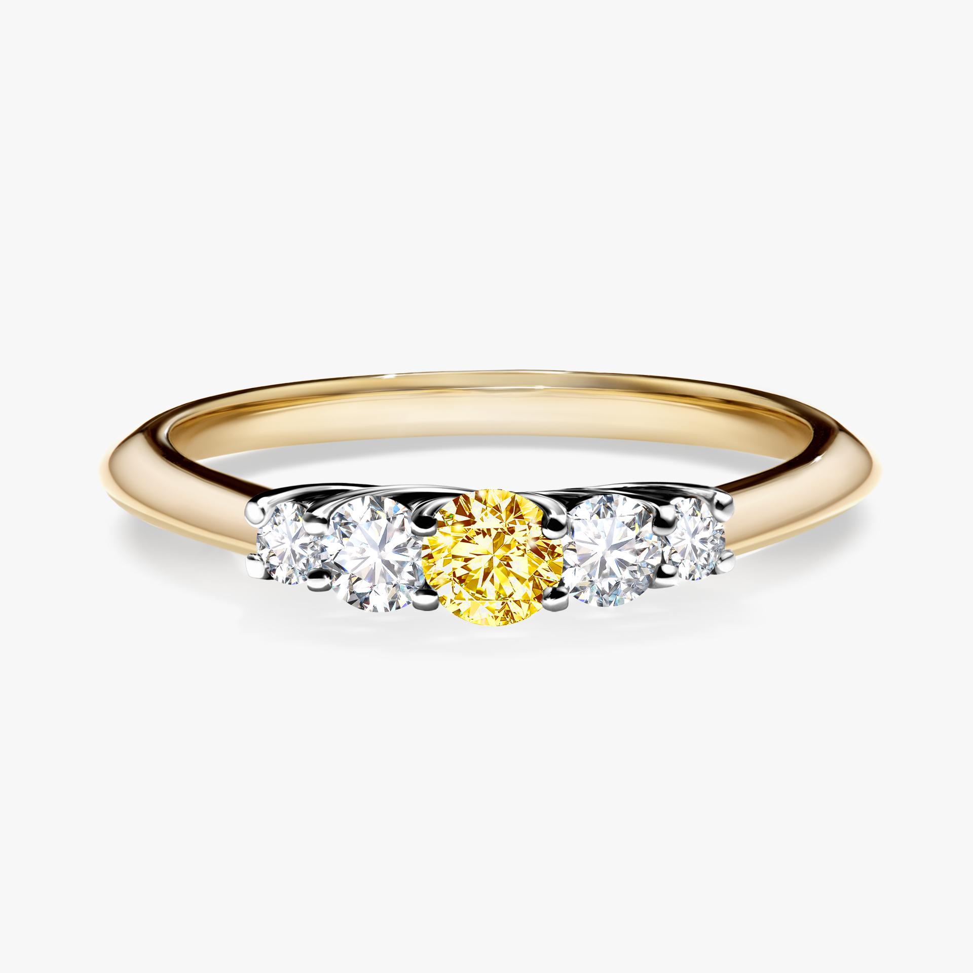 Pierscionek zareczynowy z diamentem zolty 022 CT z zoltego zlota my darling 01