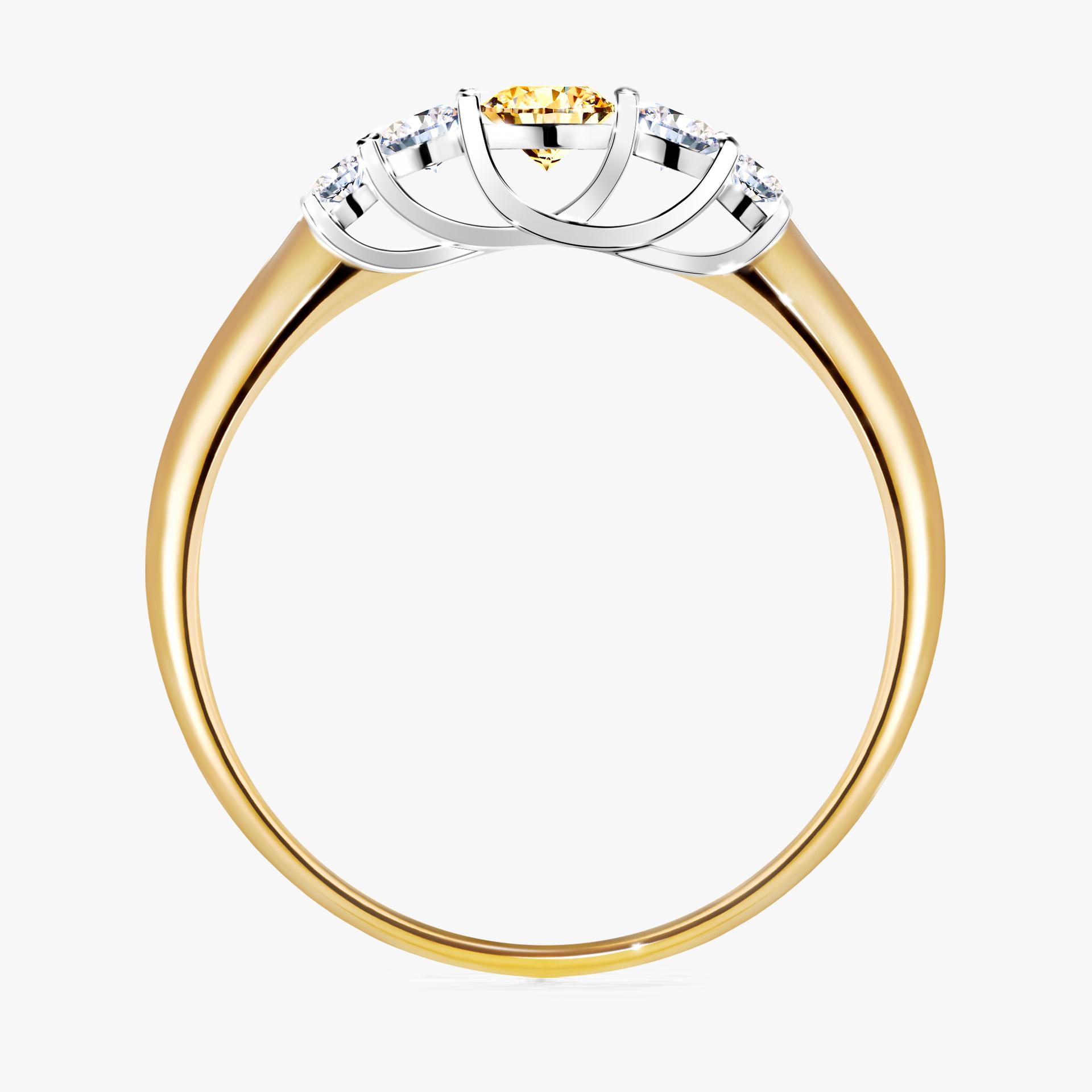 Pierscionek zareczynowy z diamentem zolty 022 CT z zoltego zlota my darling 02