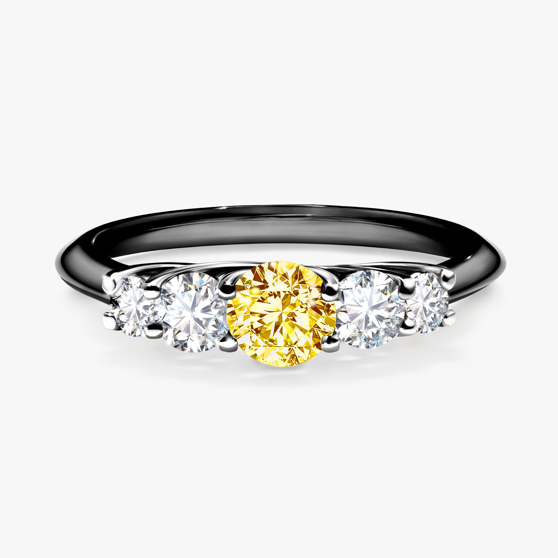 Pierscionek zareczynowy z diamentem zolty 053 CT z czarnego zlota my darling 01