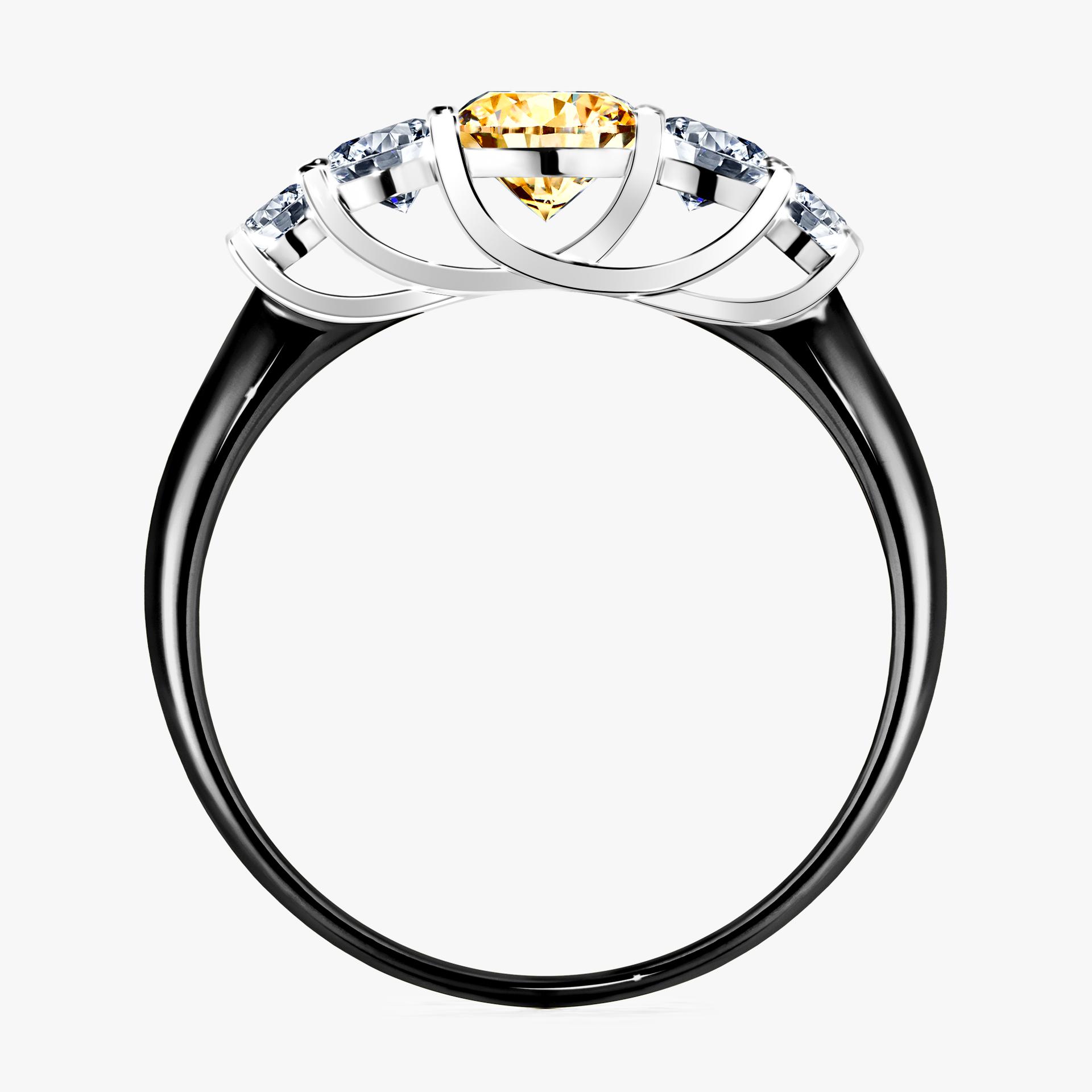 Pierscionek zareczynowy z diamentem zolty 096 CT z czarnego zlota my darling 02