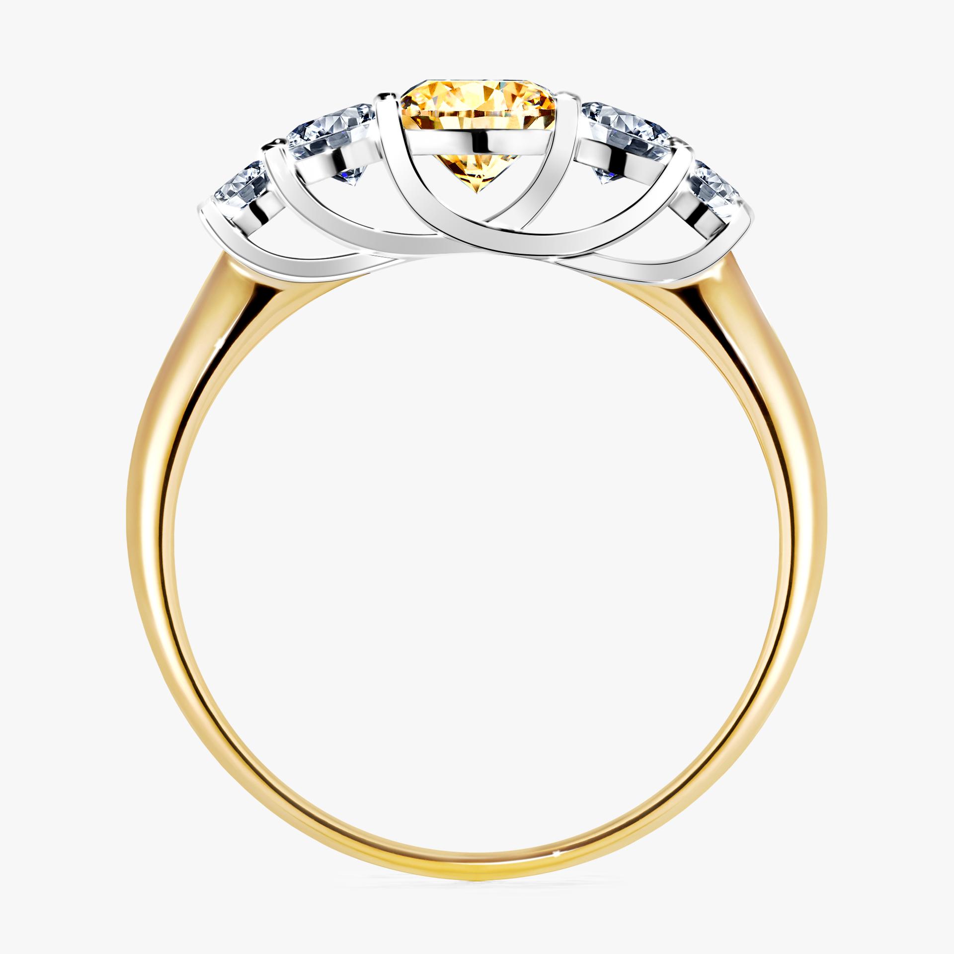 Pierscionek zareczynowy z diamentem zolty 096 CT z zoltego zlota my darling 02