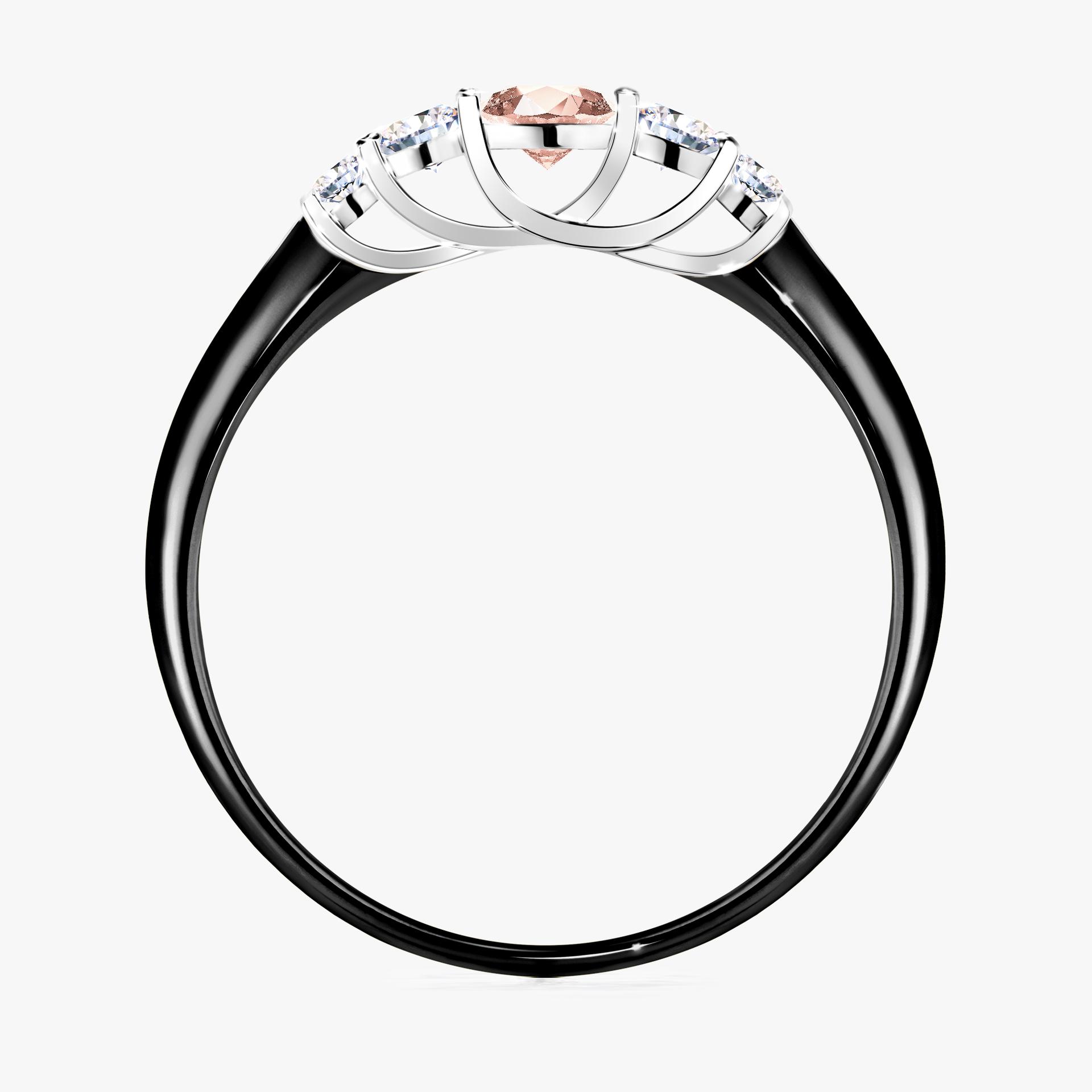 Pierscionek zareczynowy z morganitem 022 CT z czarnego zlota my darling 02