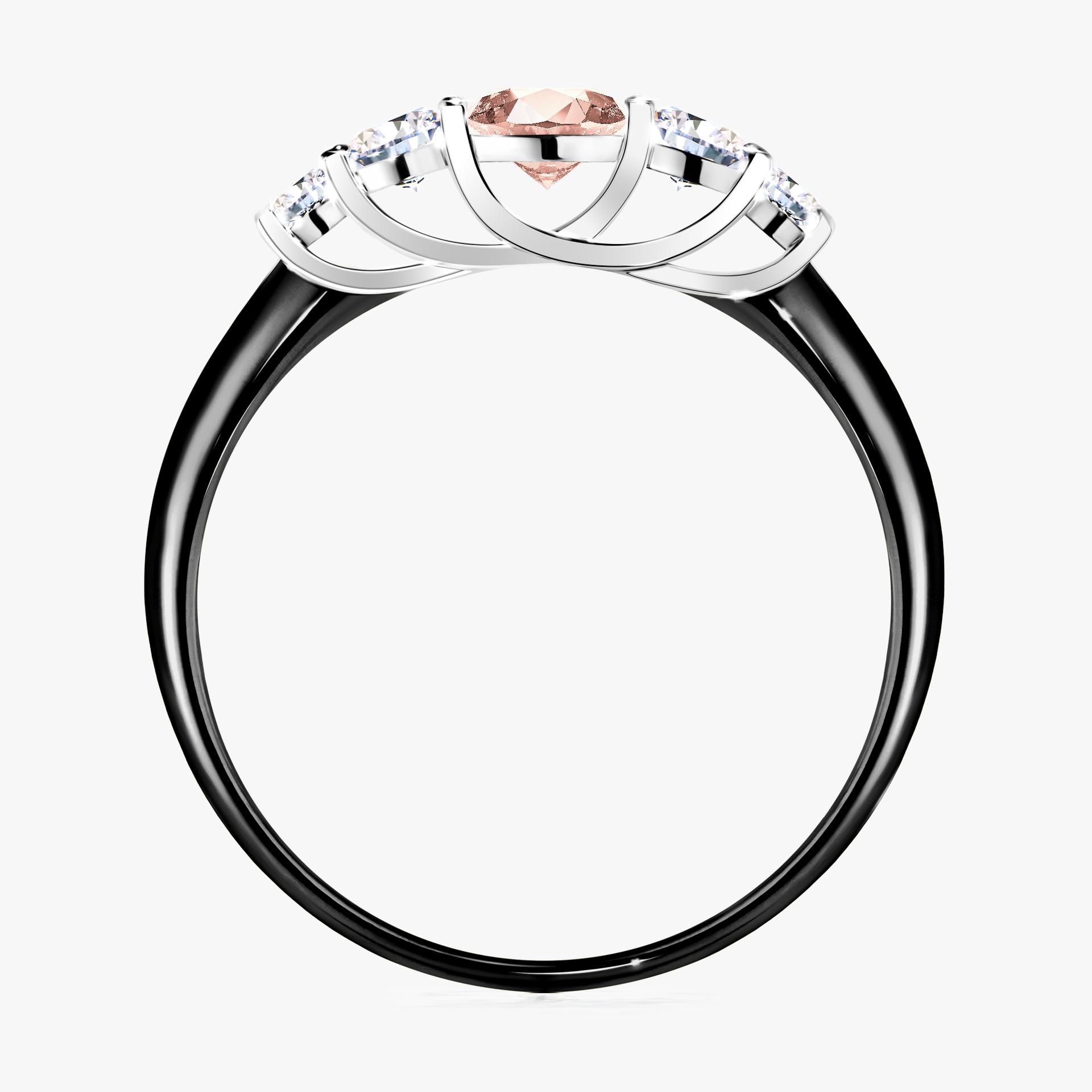Pierscionek zareczynowy z morganitem 053 CT z czarnego zlota my darling 02