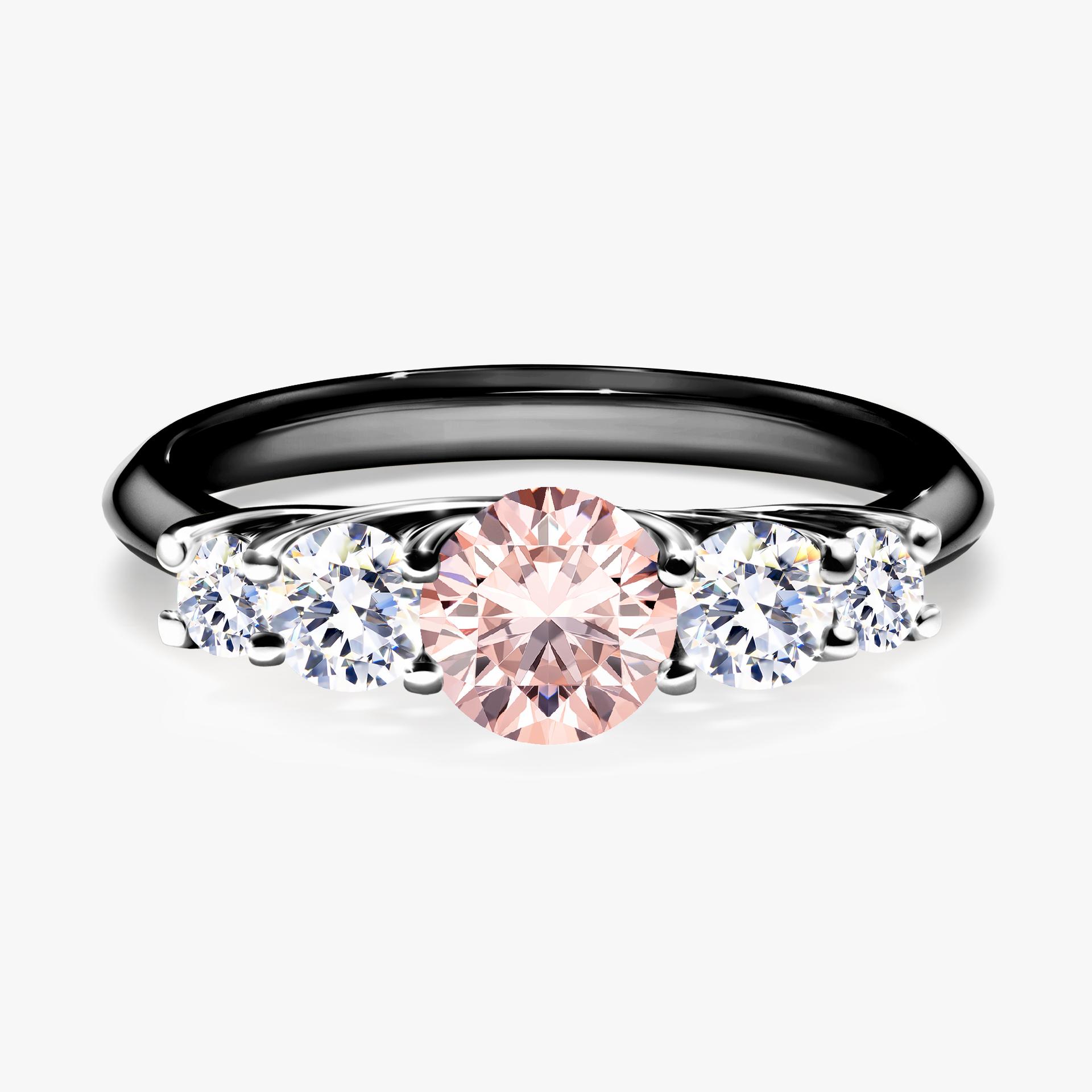 Pierscionek zareczynowy z morganitem 096 CT z czarnego zlota my darling 01