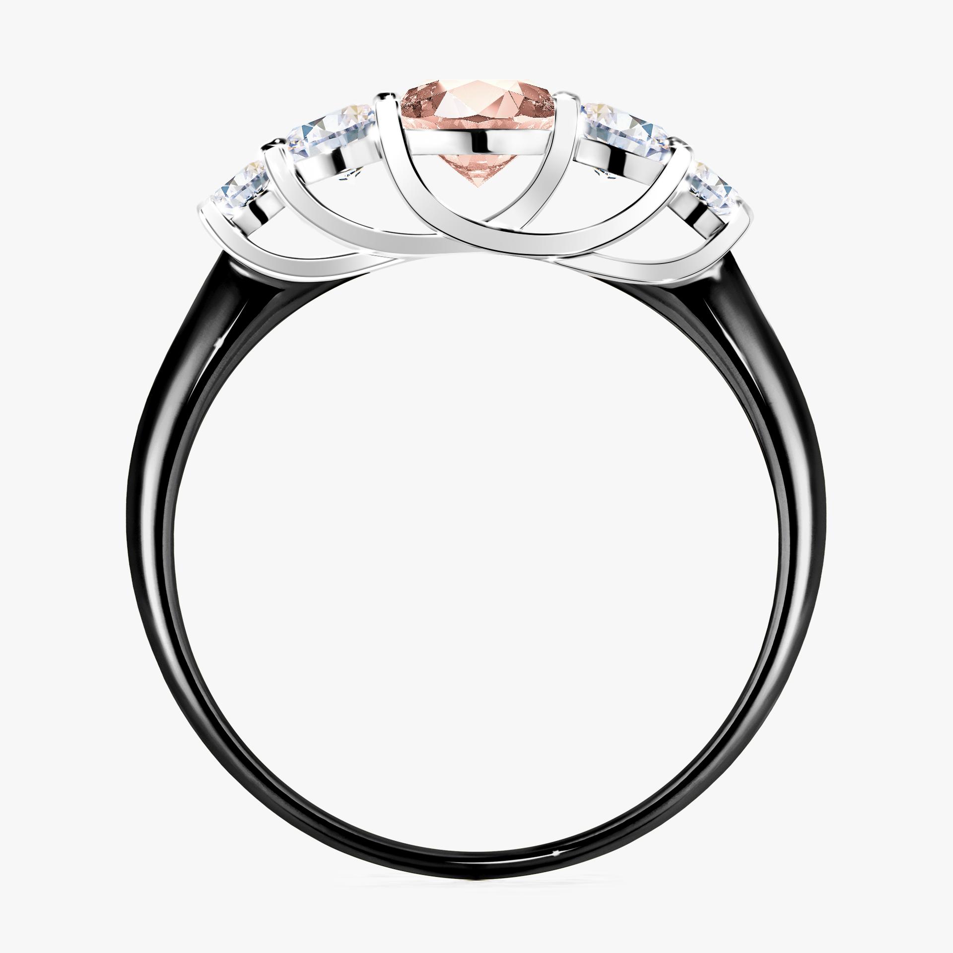 Pierscionek zareczynowy z morganitem 096 CT z czarnego zlota my darling 02