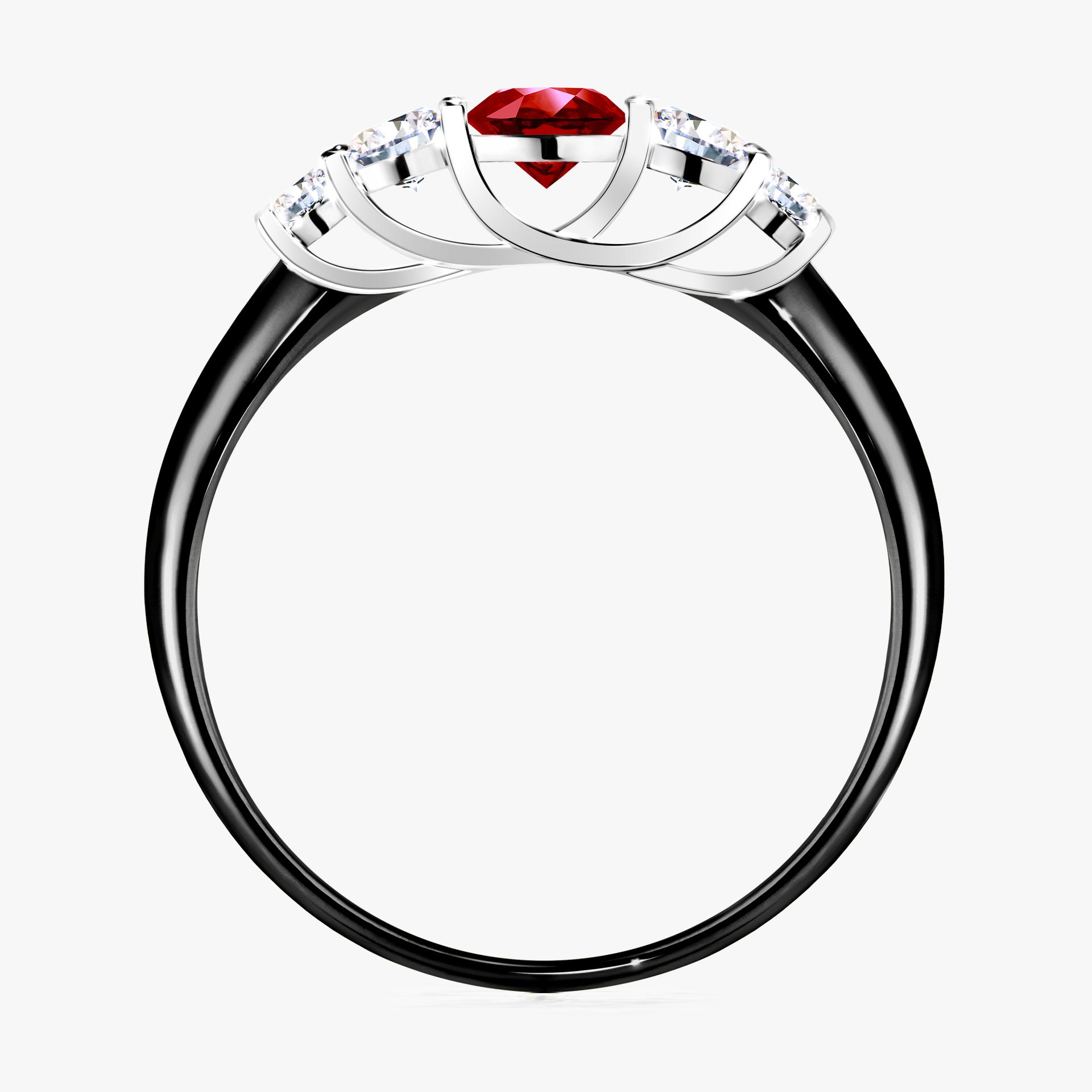 Pierscionek zareczynowy z rubinem 053 CT z czarnego zlota my darling 02