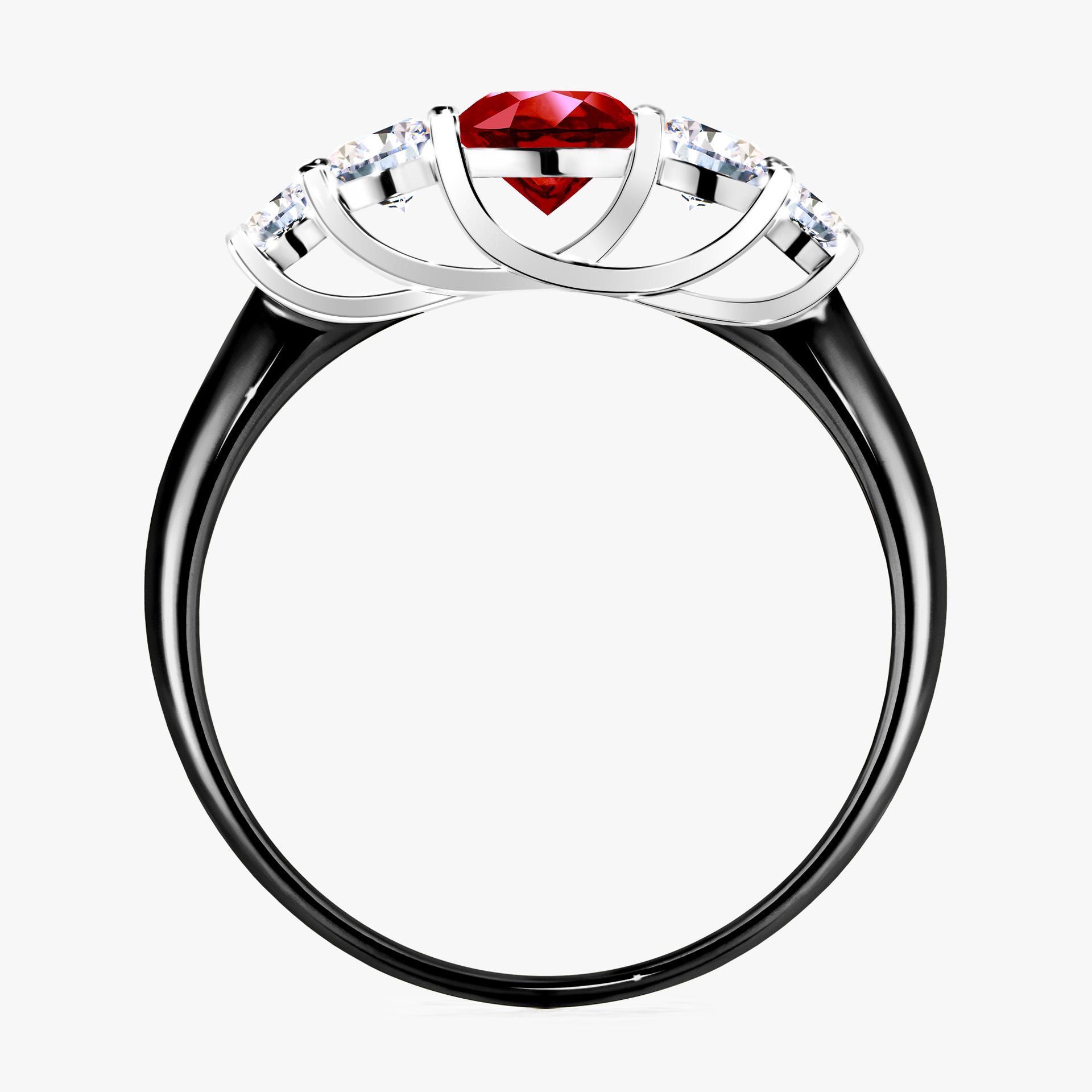 Pierscionek zareczynowy z rubinem 096 CT z czarnego zlota my darling 02
