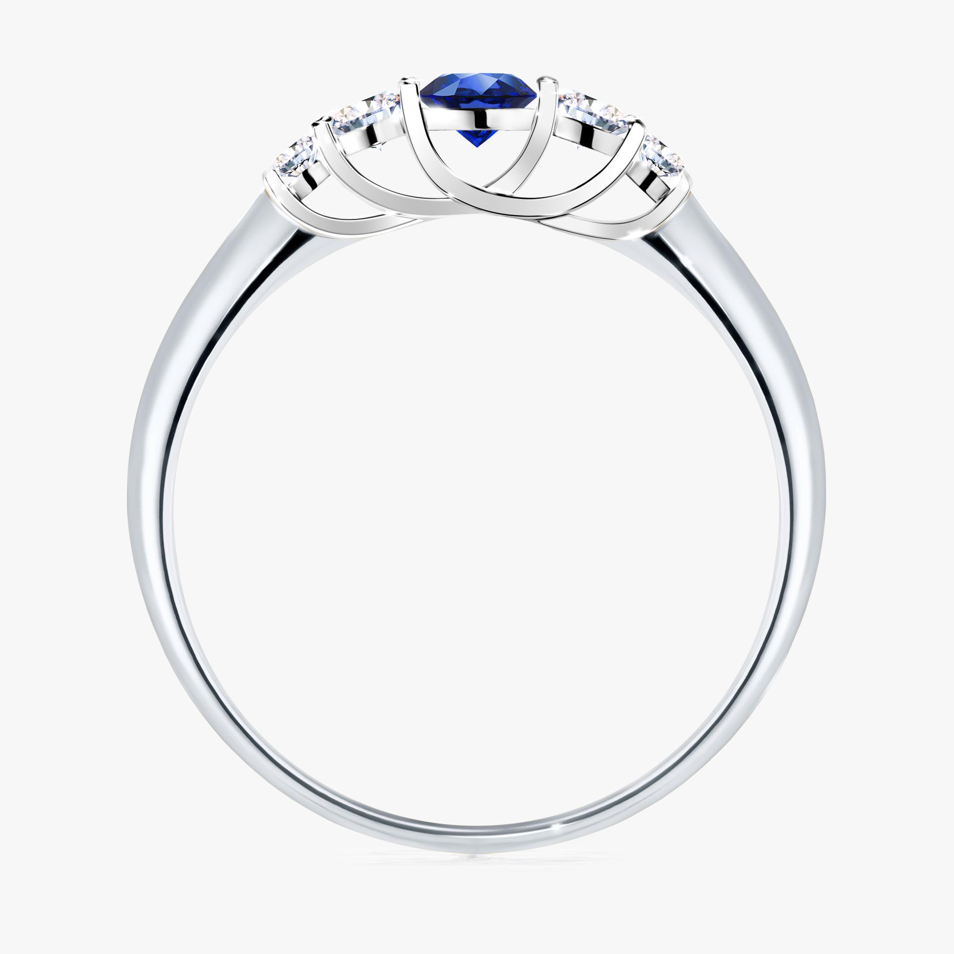 Pierścionek zaręczynowy My Darling z białego złota z szafirem niebieskim 0,22ct