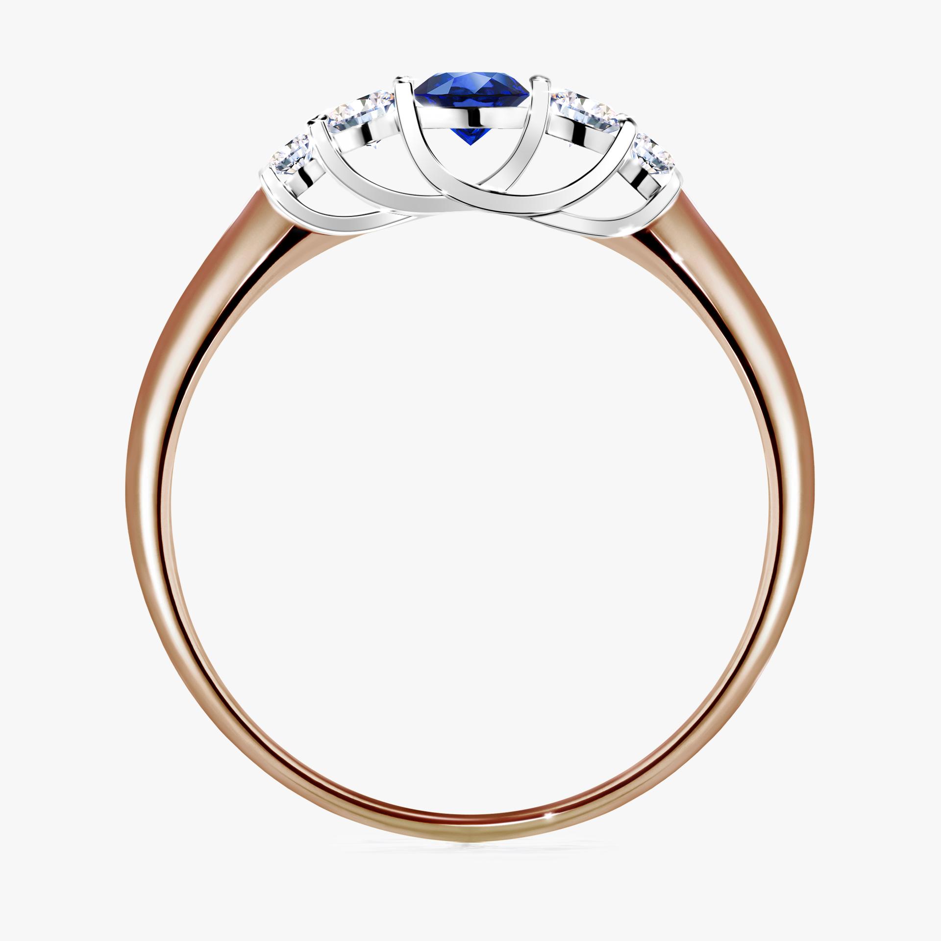 Pierścionek zaręczynowy My Darling z różowego złota z szafirem niebieskim 0,22ct