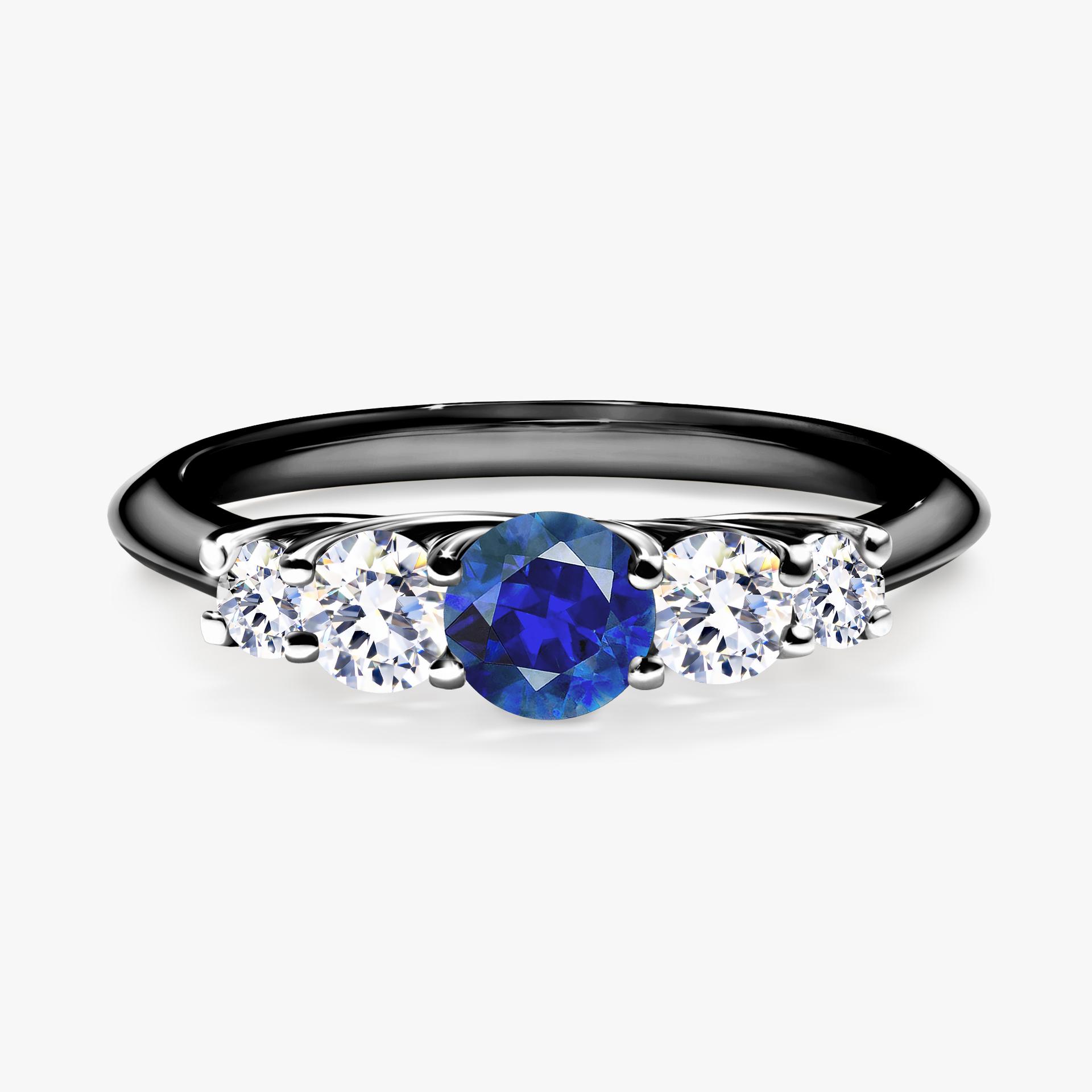 Pierścionek zaręczynowy My Darling z czarnego złota z szafirem niebieskim 0,53ct