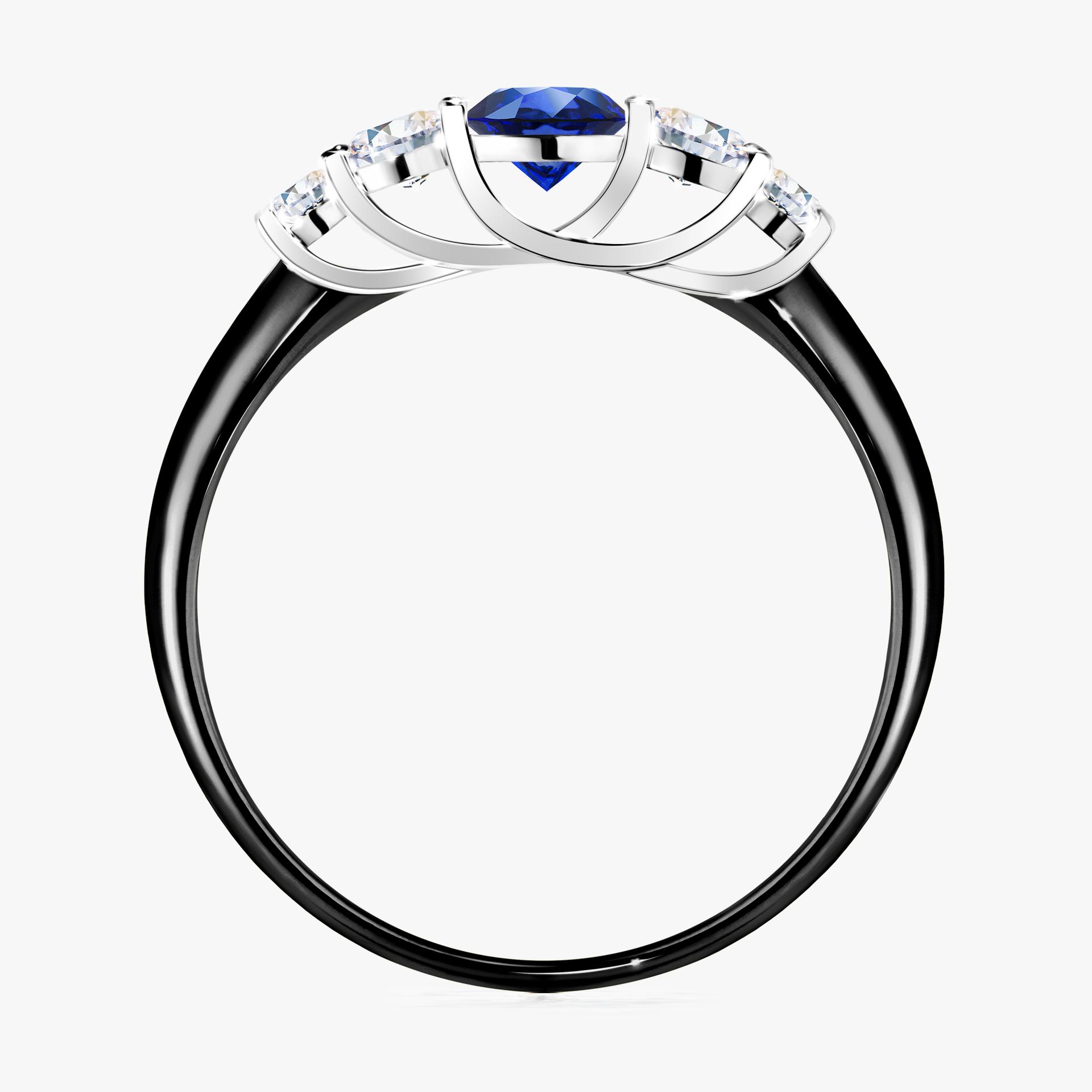 Pierścionek zaręczynowy My Darling z czarnego złota z szafirem niebieskim 0,53ct