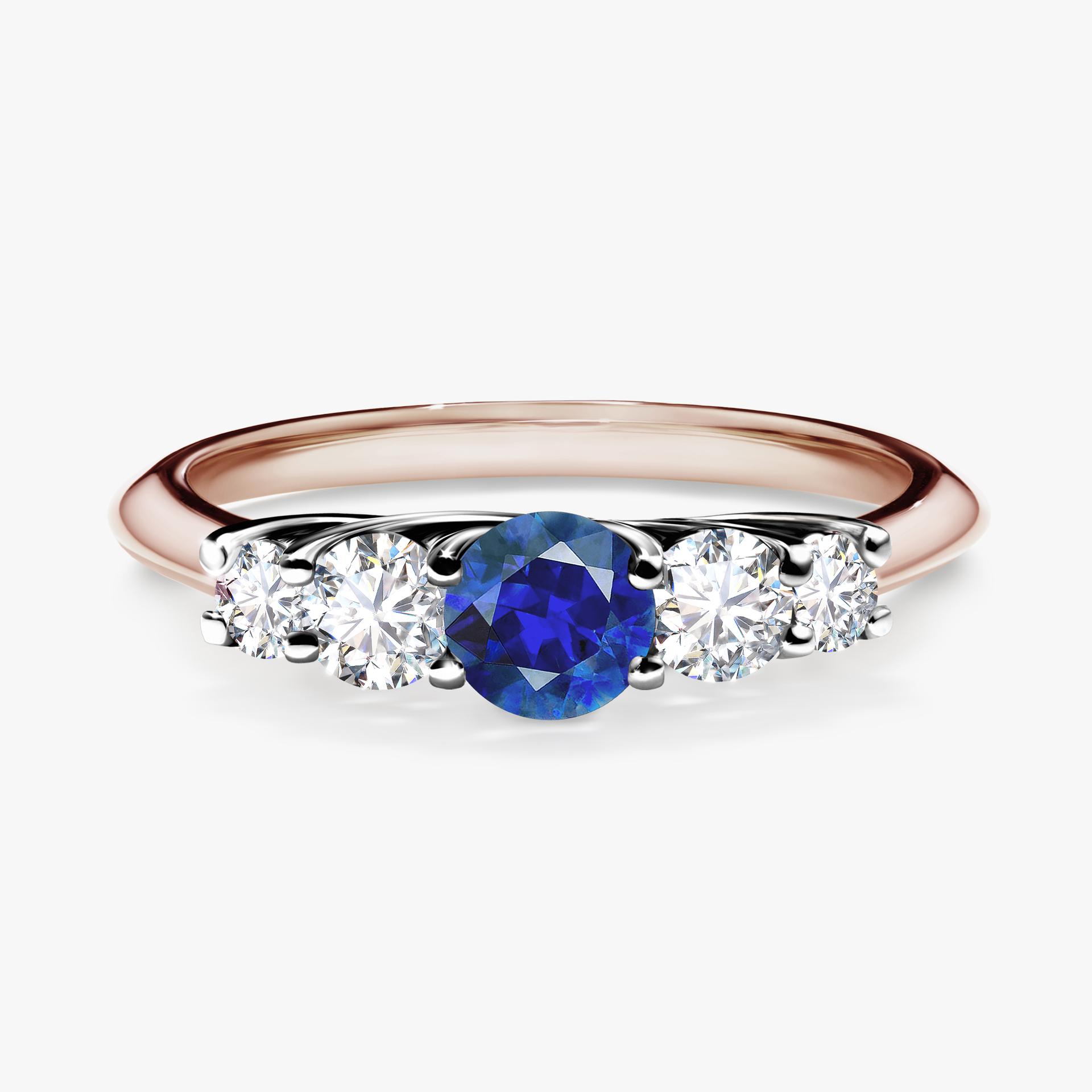 Pierscionek zareczynowy z szafirem niebieskim 053 CT z rozowego zlota my darling 01