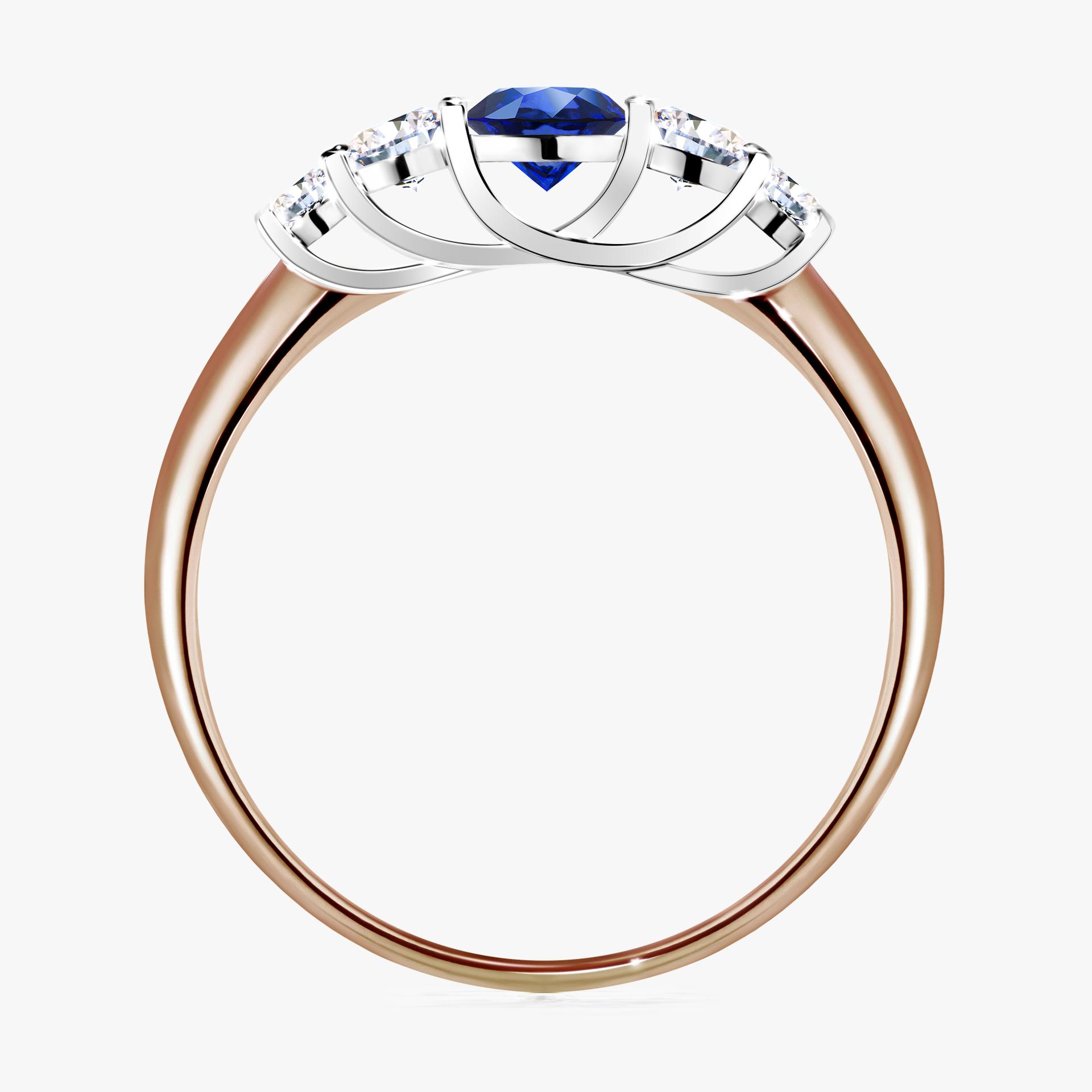 Pierscionek zareczynowy z szafirem niebieskim 053 CT z rozowego zlota my darling 02