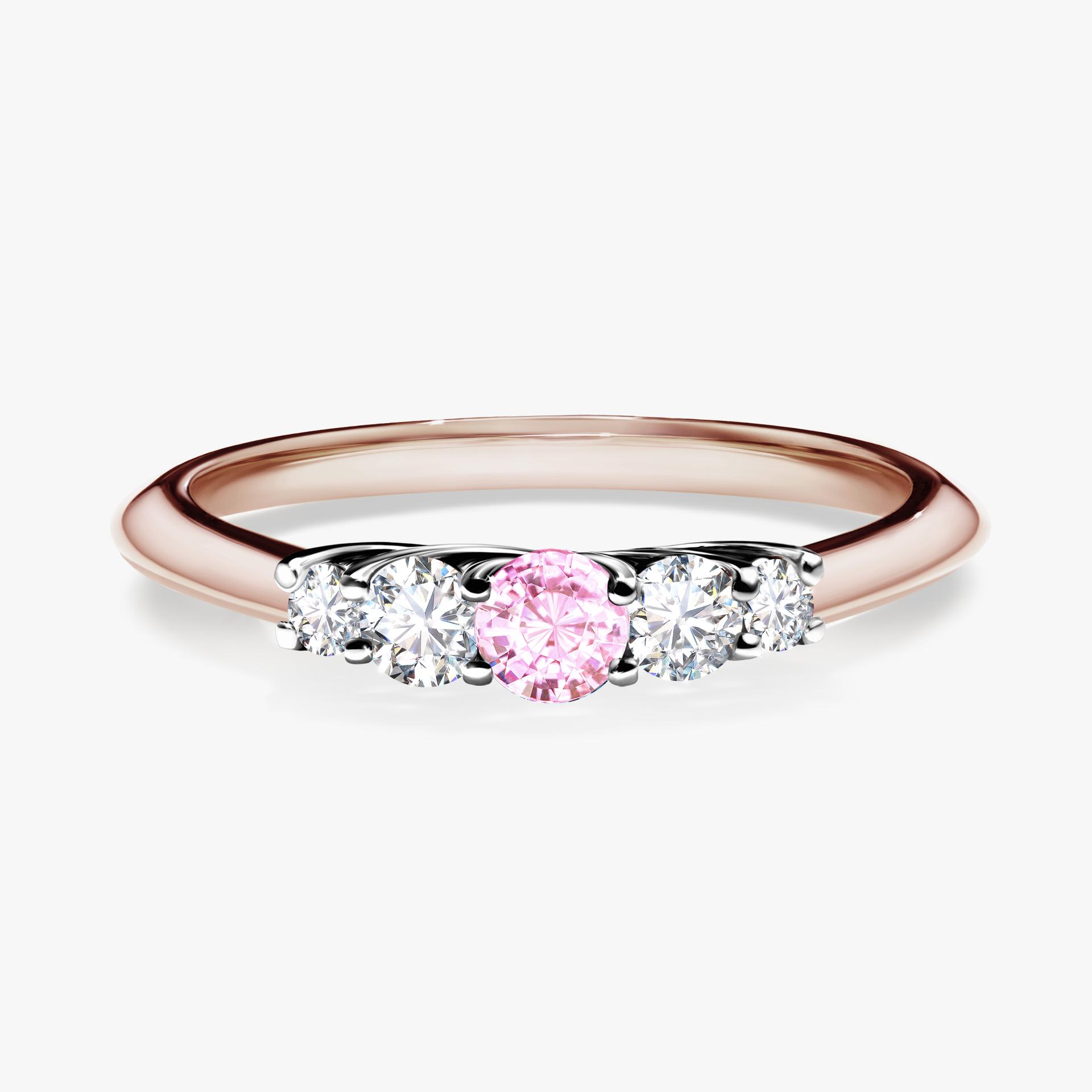Pierscionek zareczynowy z szafirem rozowym 022 CT z rozowego zlota my darling 01