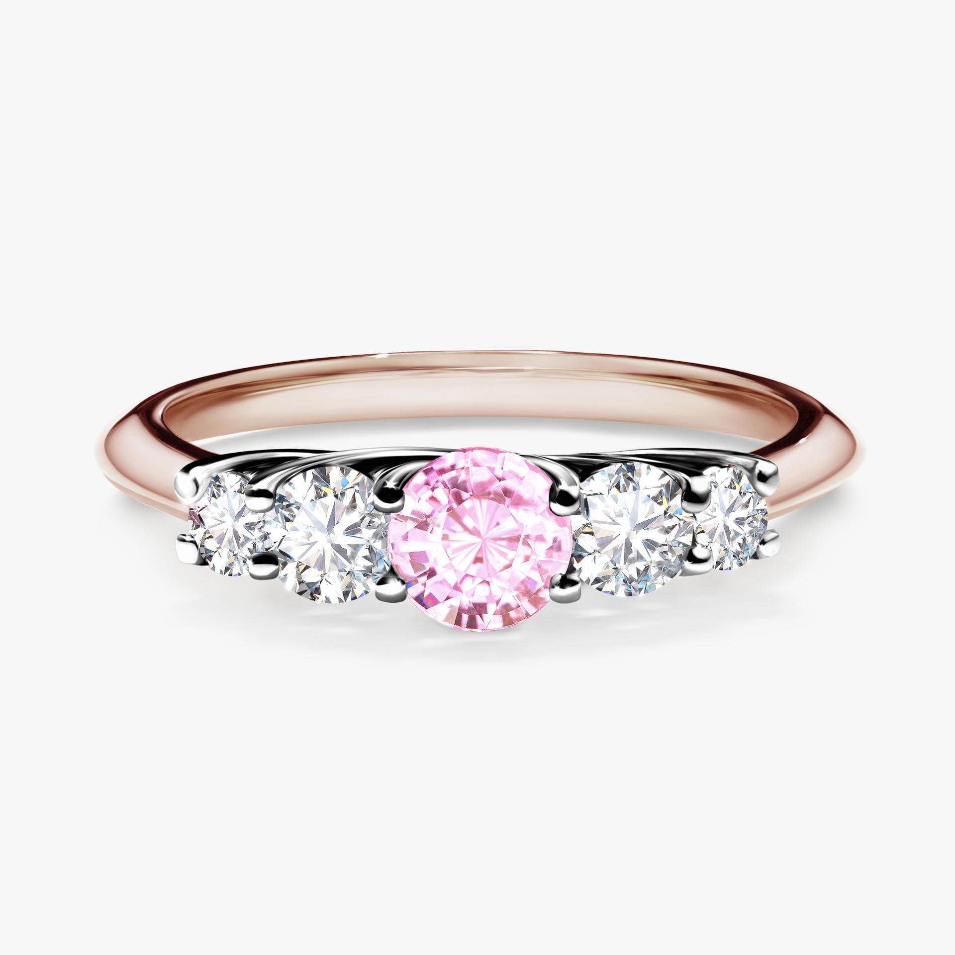 Pierscionek zareczynowy z szafirem rozowym 053 CT z rozowego zlota my darling 01