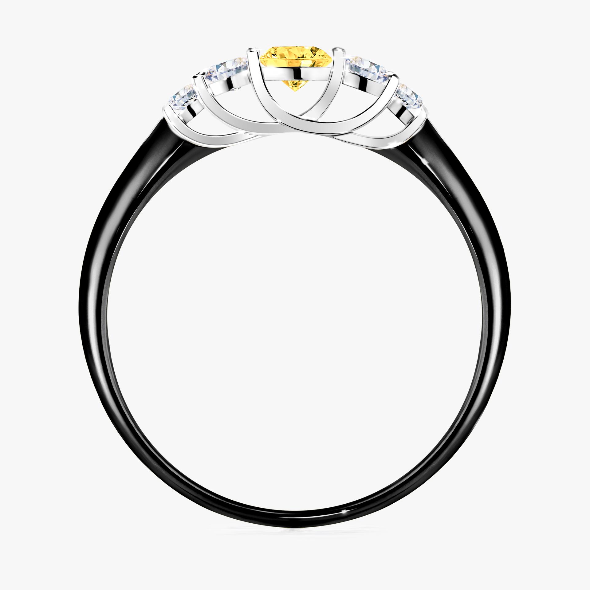 Pierscionek zareczynowy z szafirem zoltym 022 CT z czarnego zlota my darling 02